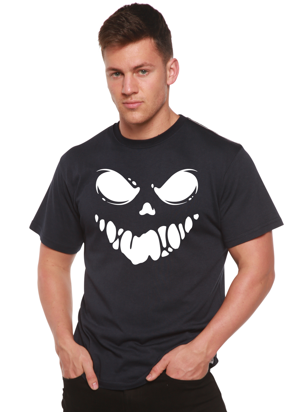 Spun Bamboo Halloween Boo Men's Bamboo Viscose/Organic Cotton Short Sleeve Graphic T-Shirt — color detail