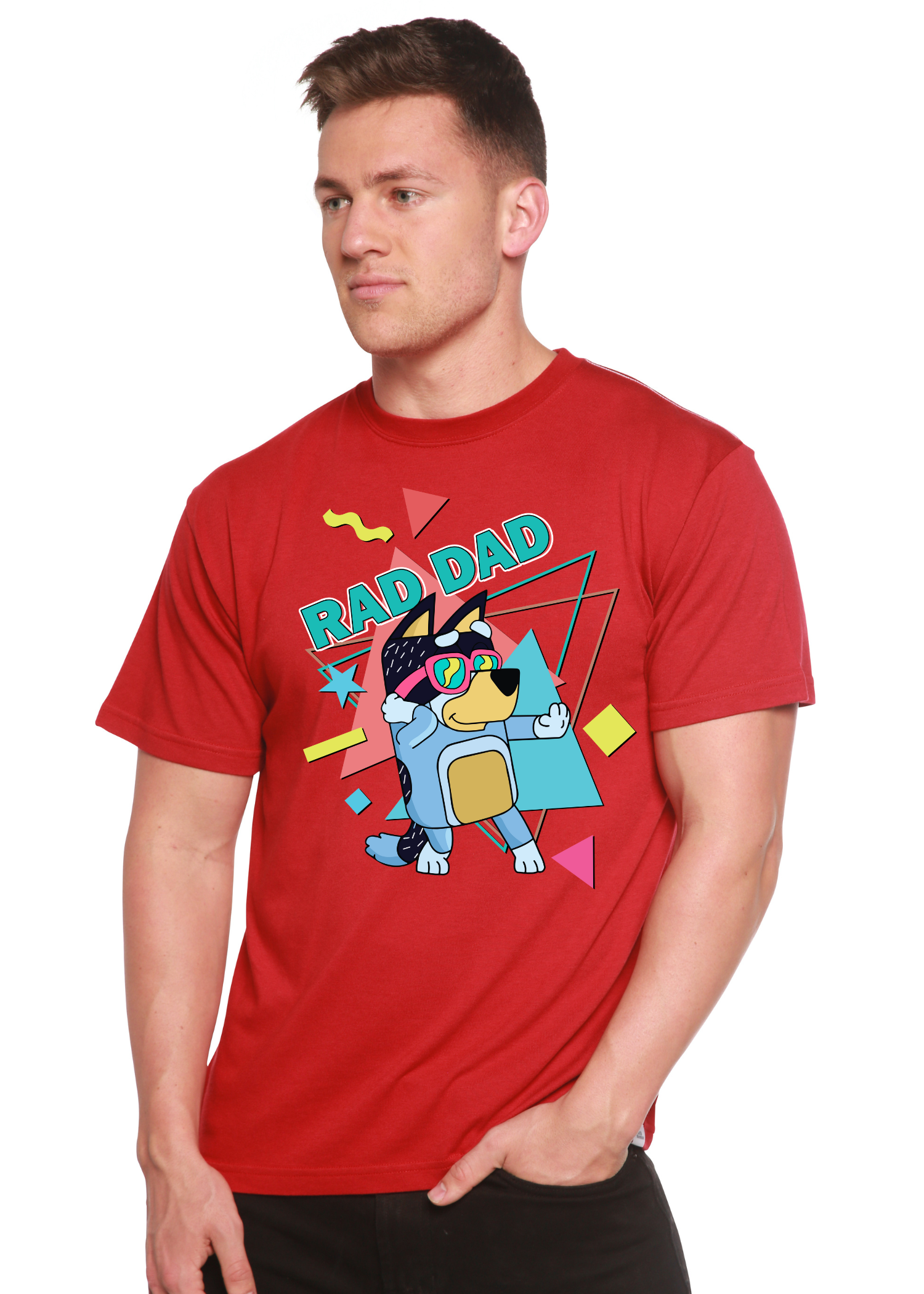 Spun Bamboo Rad Dad Bluey Men's Bamboo Short Sleeve Graphic T-Shirt — alternative angle