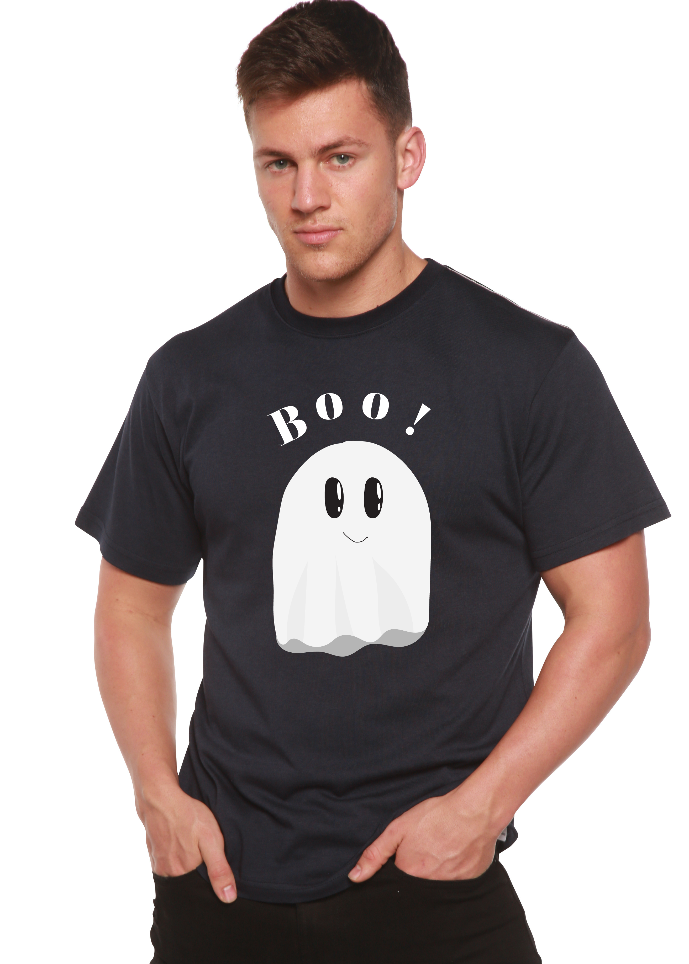 Spun Bamboo Boo Men's Bamboo Viscose/Organic Cotton Short Sleeve Graphic T-Shirt — color detail