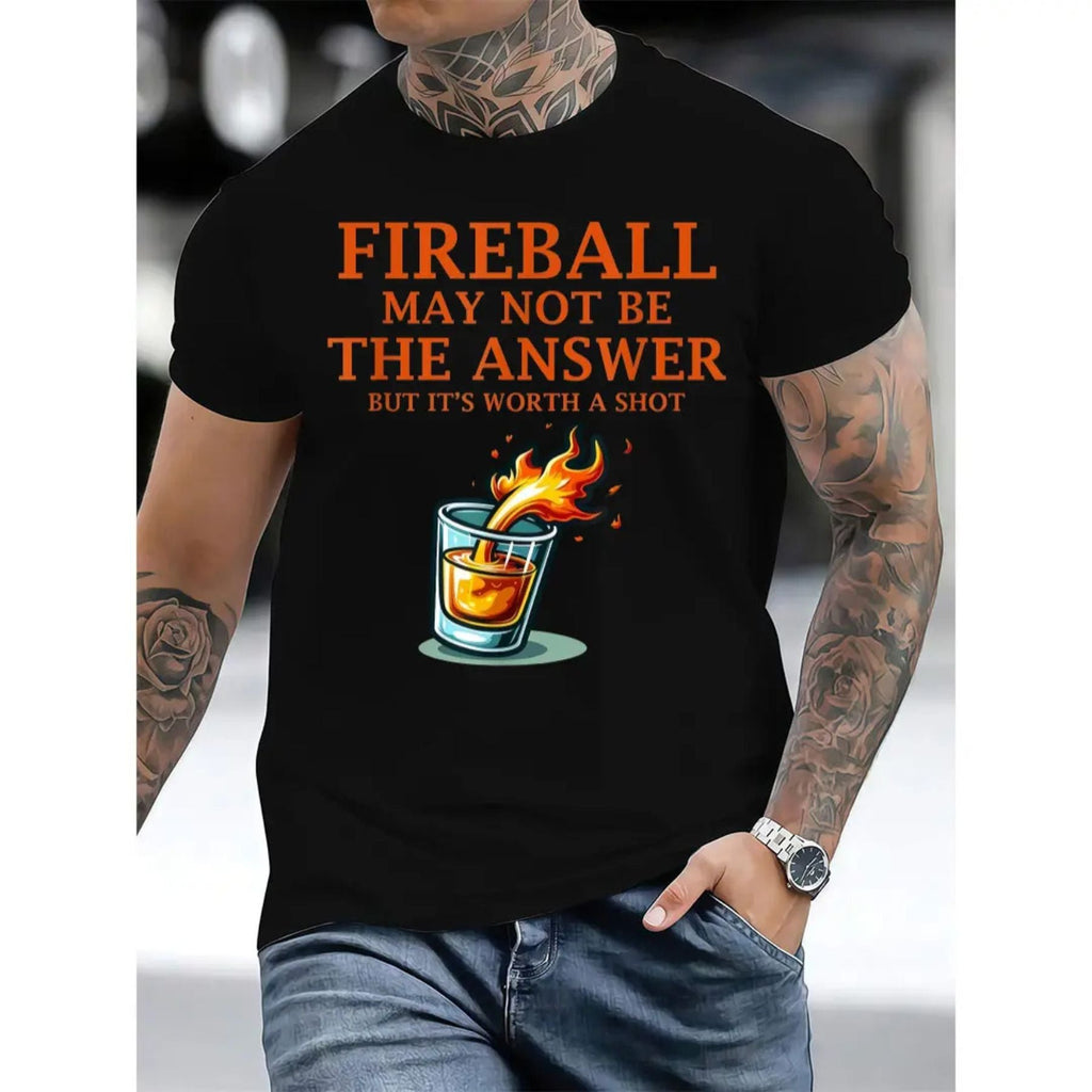 Pasimax Men's "Fireball & Whiskey" Graphic Tee — color detail
