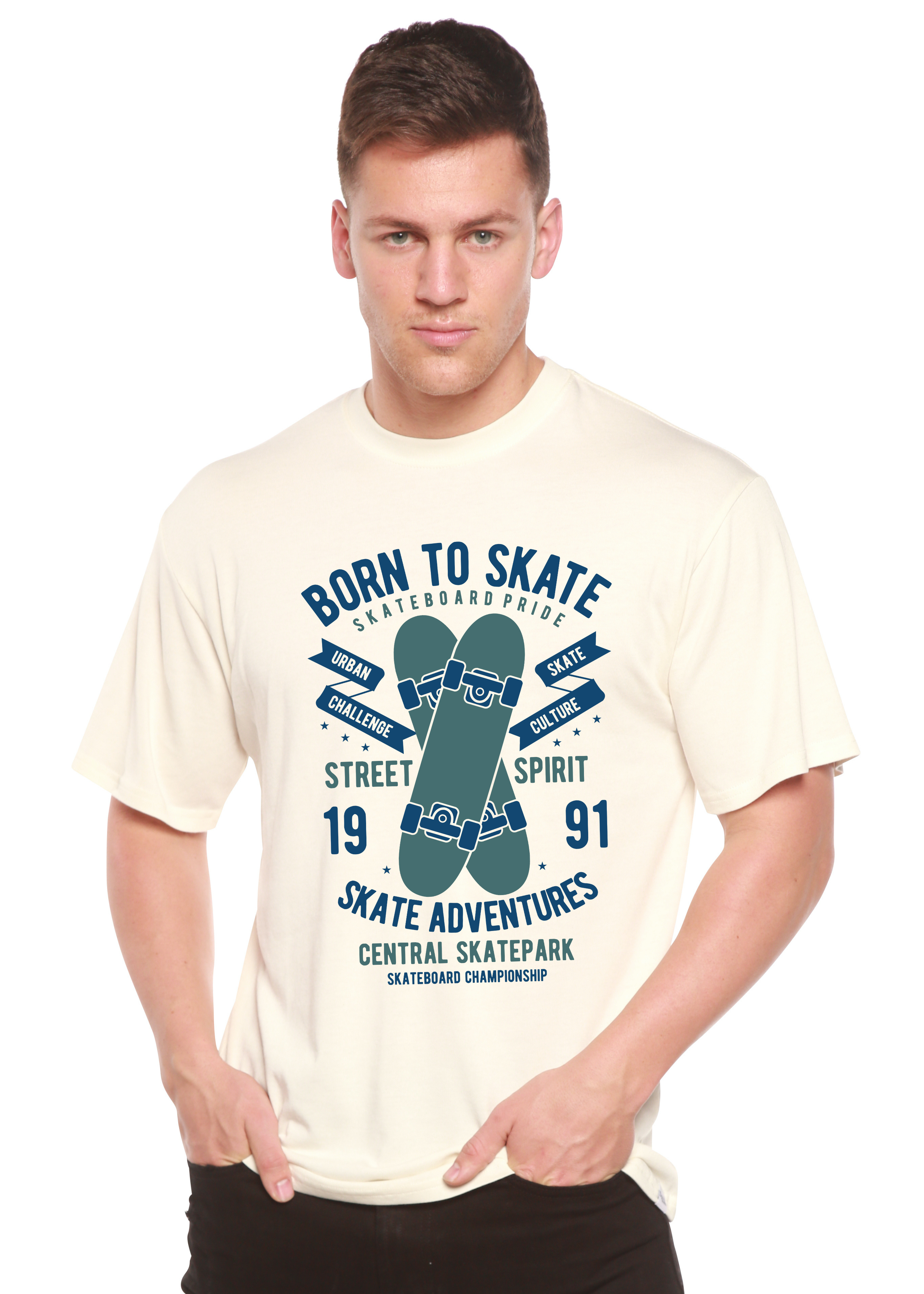 Spun Bamboo Born To Skate Men's Bamboo Viscose/Organic Cotton Short Sleeve Graphic T-Shirt — main product shot