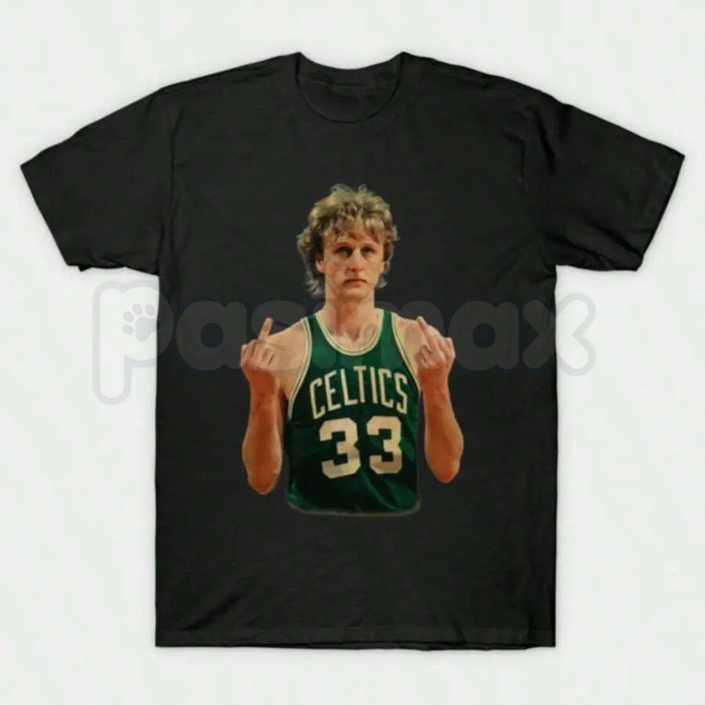 Larry Bird Retro 90s Graphic T-Shirt – Vintage Boston Basketball Men's Tee, Premium 100% Cotton Hardwood Legend Top, Soft Lived-In Heavyweight Sportswear Heritage Shirt, Made in USA