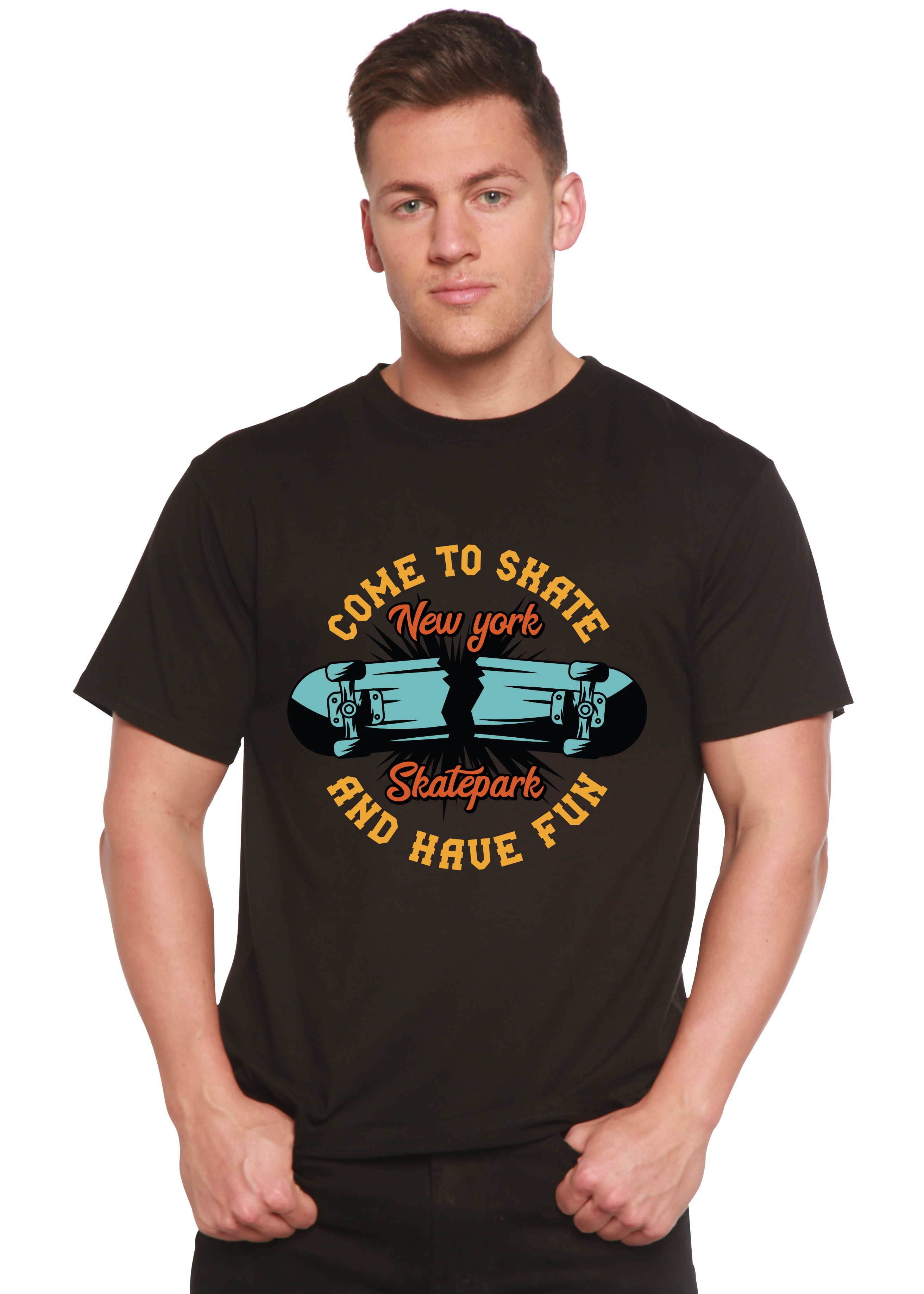 Spun Bamboo New York Skatepark Men's Bamboo Viscose/Organic Cotton Short Sleeve Graphic T-Shirt — main product shot