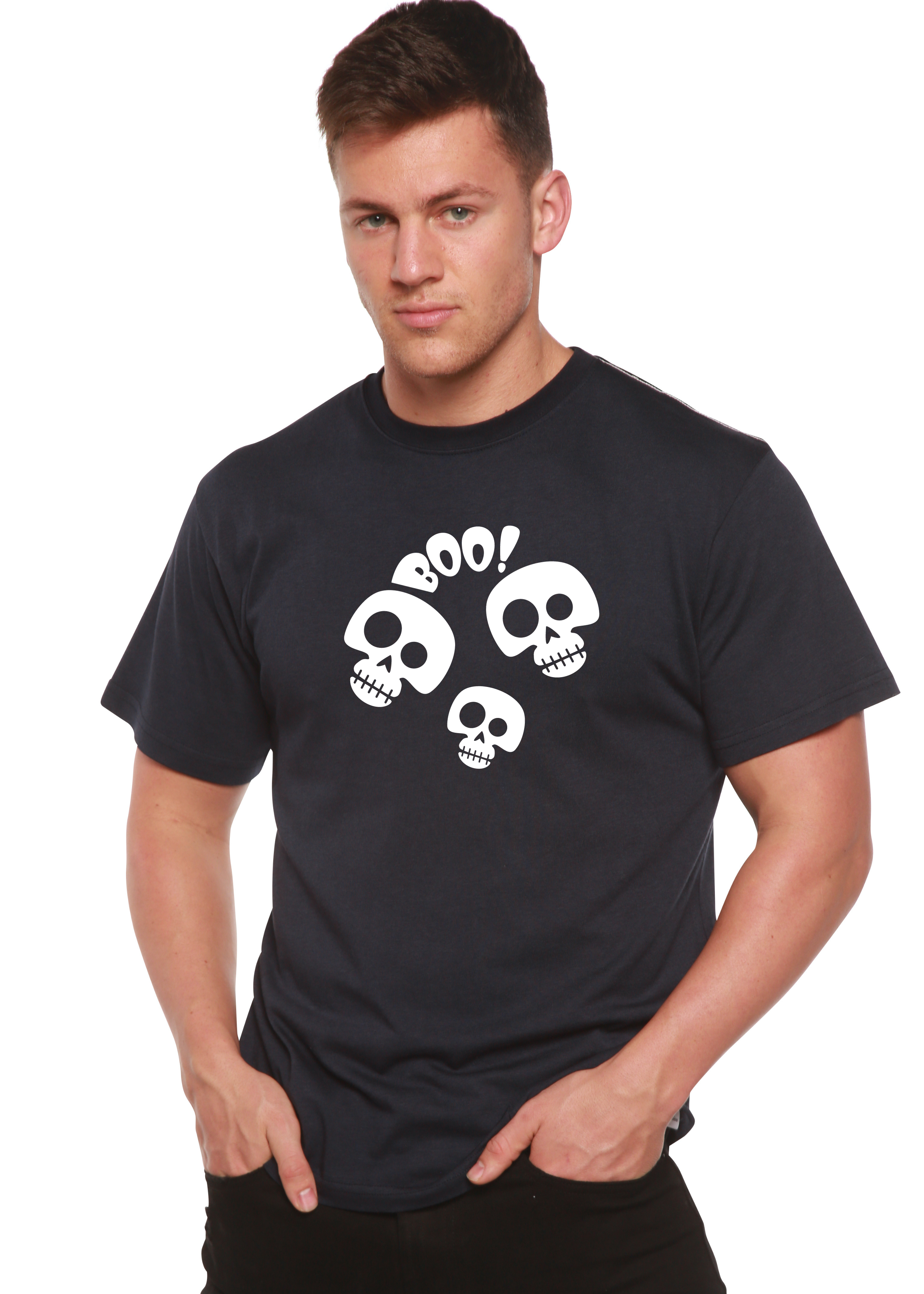 Spun Bamboo Halloween Boo Unisex Bamboo Viscose/Organic Cotton Short Sleeve Graphic T-Shirt — feature highlight