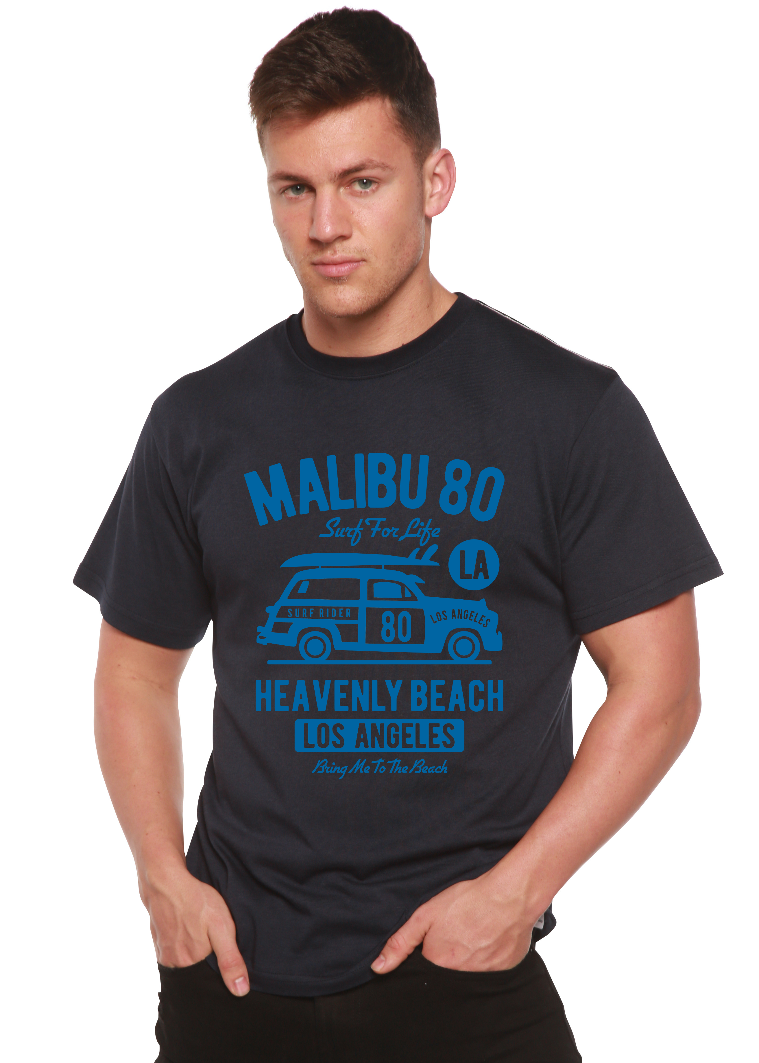 Spun Bamboo Malibu 80 Men's Bamboo Viscose/Organic Cotton Short Sleeve Graphic T-Shirt — color detail