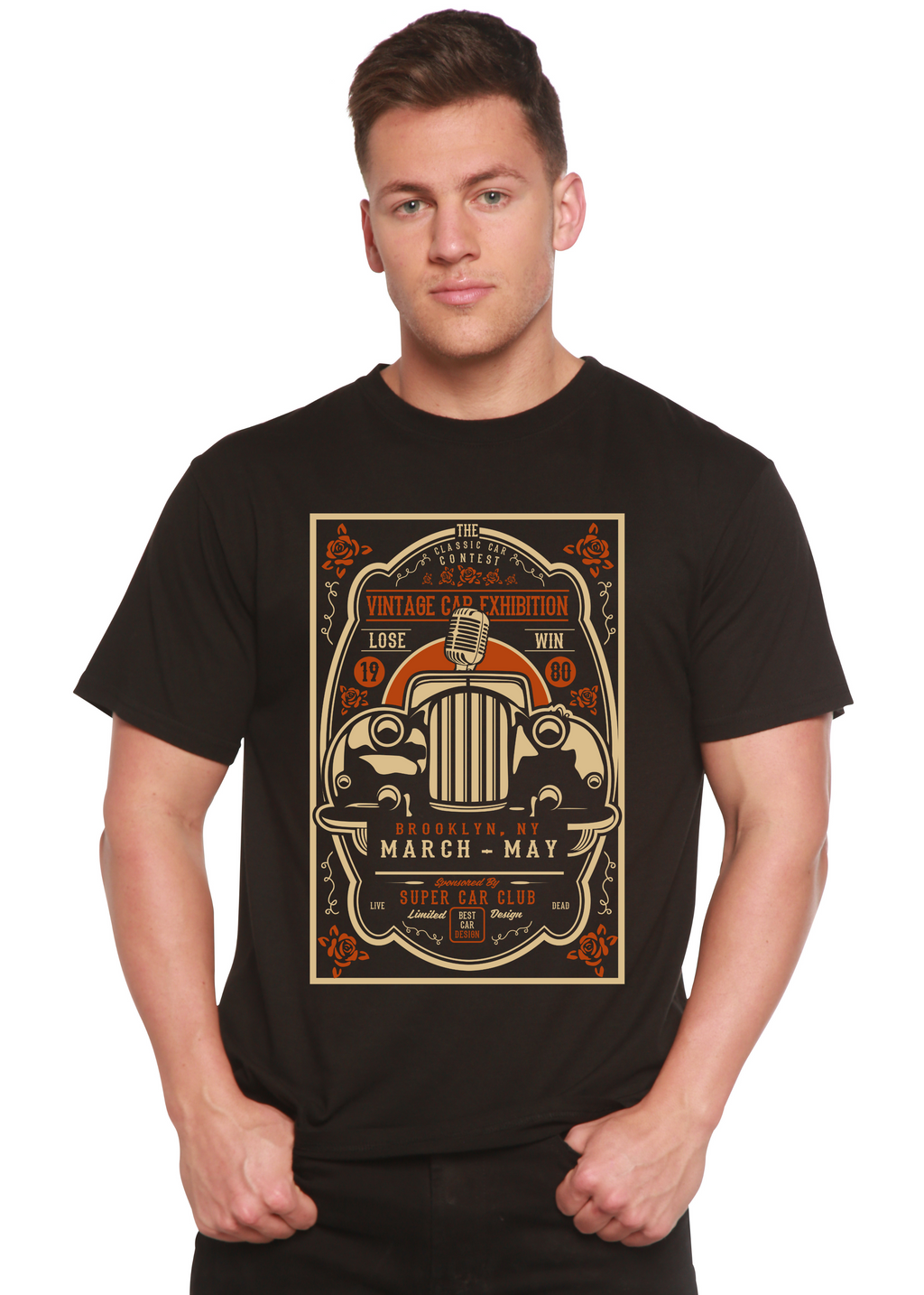 Spun Bamboo Vintage Car Spun Bamboo® Men's Bamboo Viscose/Organic Cotton Short Sleeve Graphic T-Shirt — main product shot