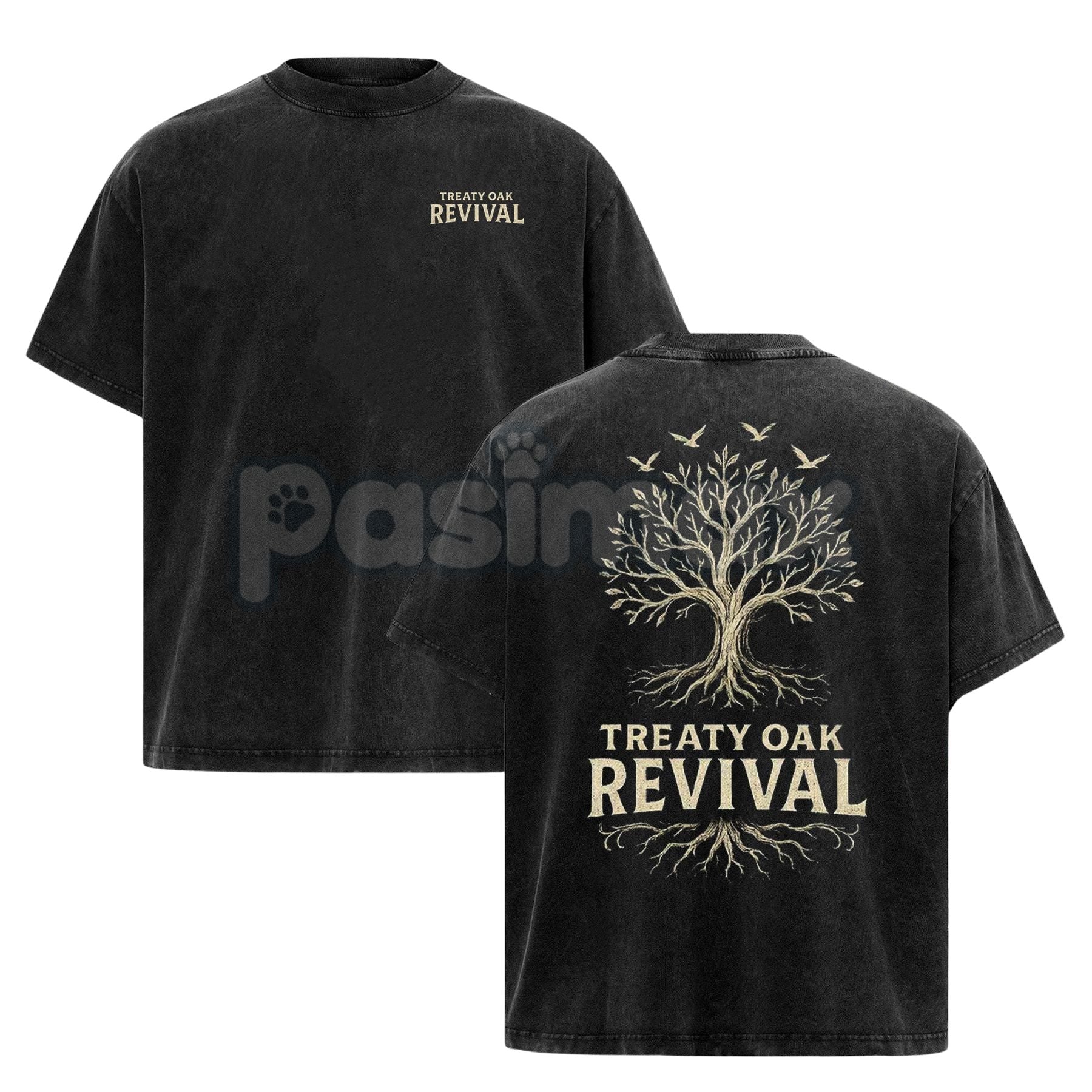 Pasimax Retro Treaty Oak Revival T-Shirt – Vintage Rock Band Graphic Tee, Rock Music Lover Shirt — color detail