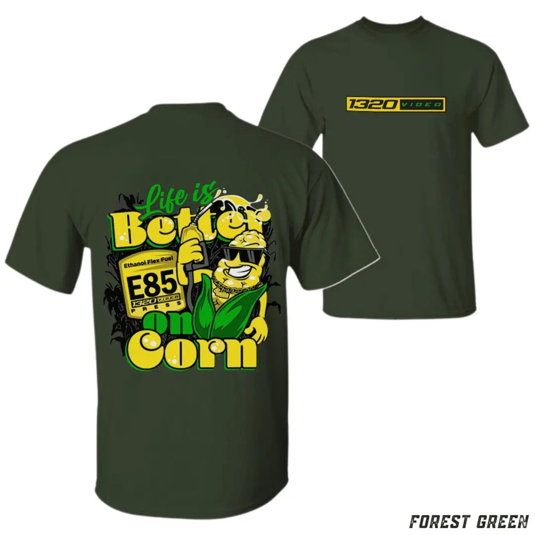 Pasimax 1320 Video "Corn Fuel" T-Shirt - Fun E85 Ethanol Graphic Tee, Street Racing Apparel — color detail