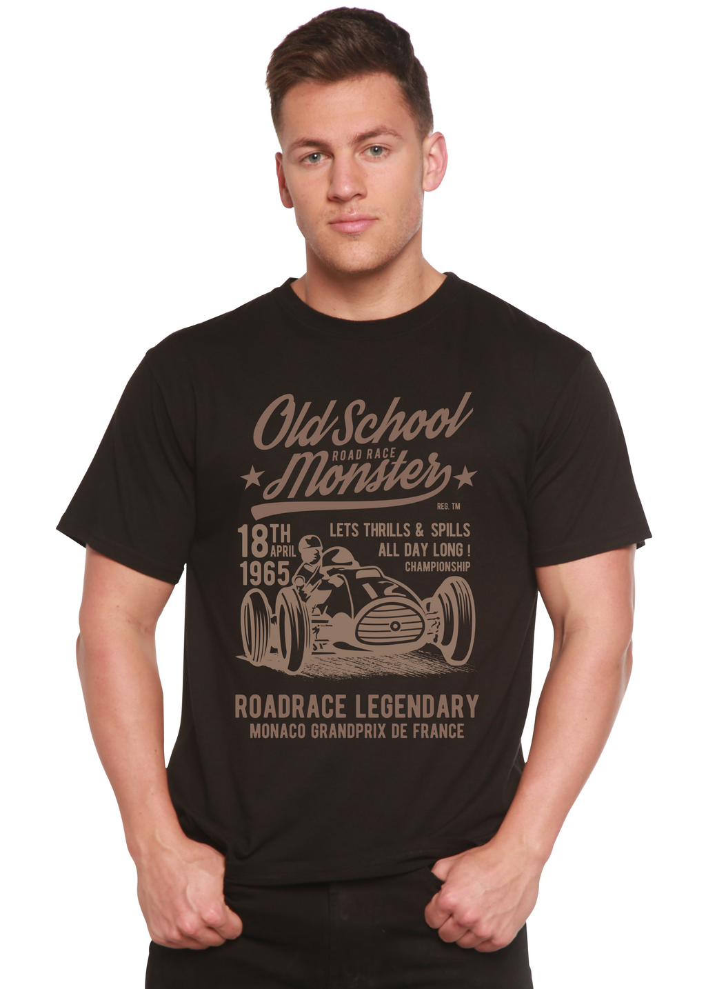 Spun Bamboo Old School Road Spun Bamboo® Men's Bamboo Viscose/Organic Cotton Short Sleeve Graphic T-Shirt — in-use photo