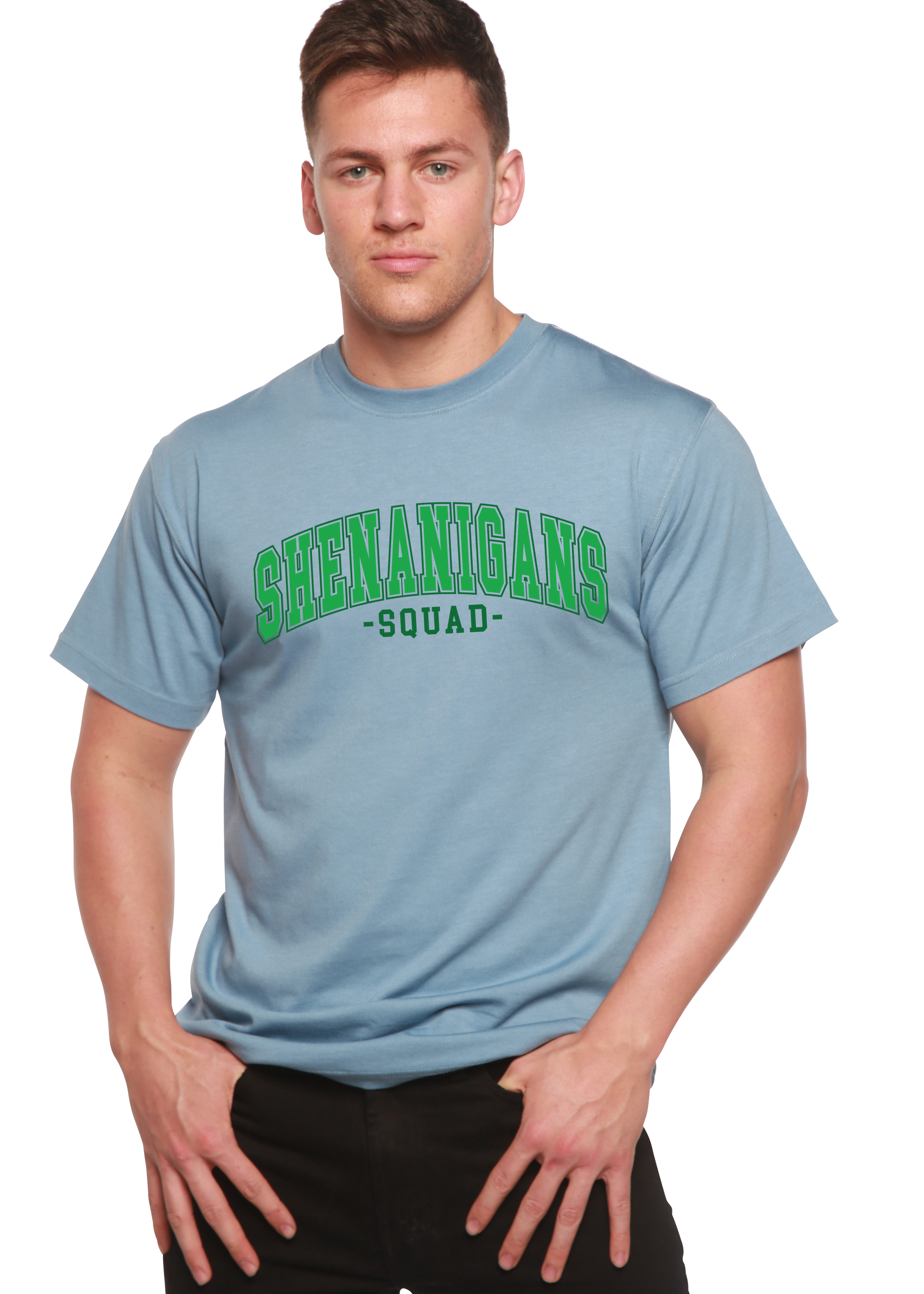 Spun Bamboo Shenanigans Squad Unisex Bamboo/Cotton Graphic T-Shirt — color detail