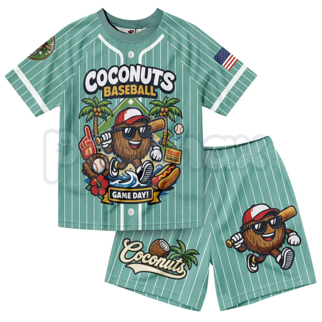 Dabbing Banana Retro American Flag Baseball Jersey Set – Toddler Athletic Mesh Outfit