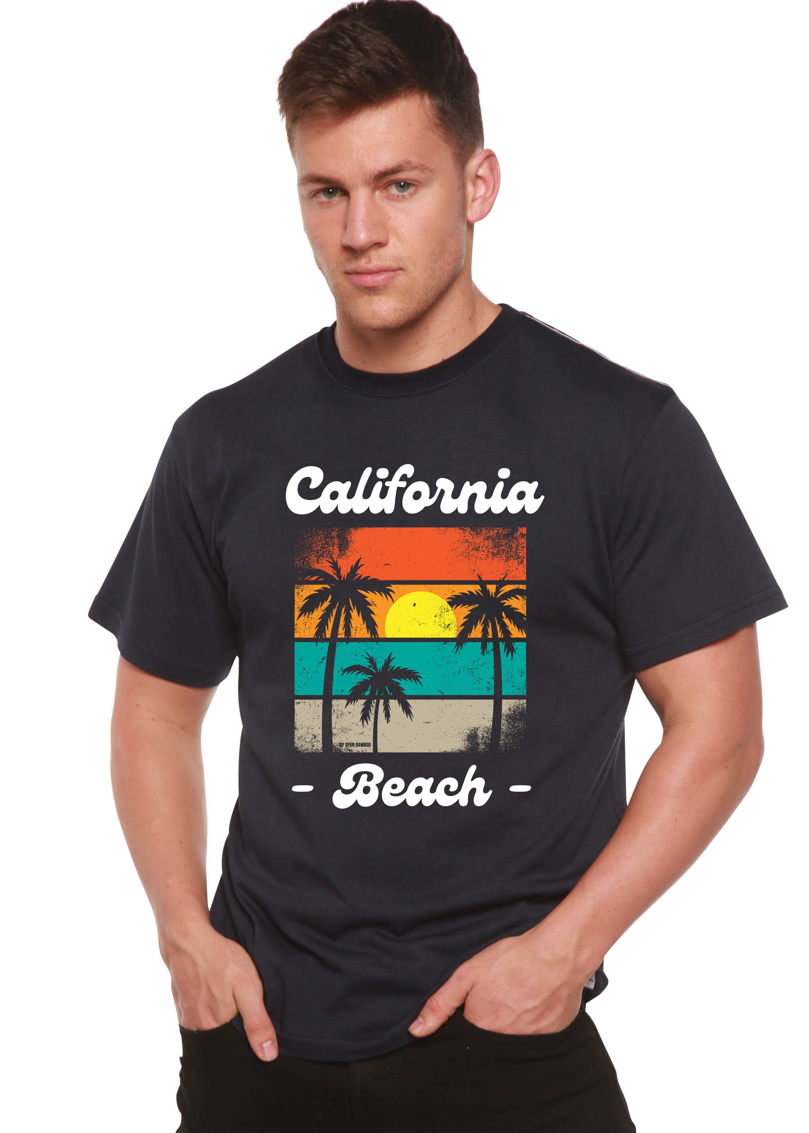 Spun Bamboo California Beach Unisex Bamboo Viscose/Organic Cotton Short Sleeve Graphic T-Shirt — feature highlight