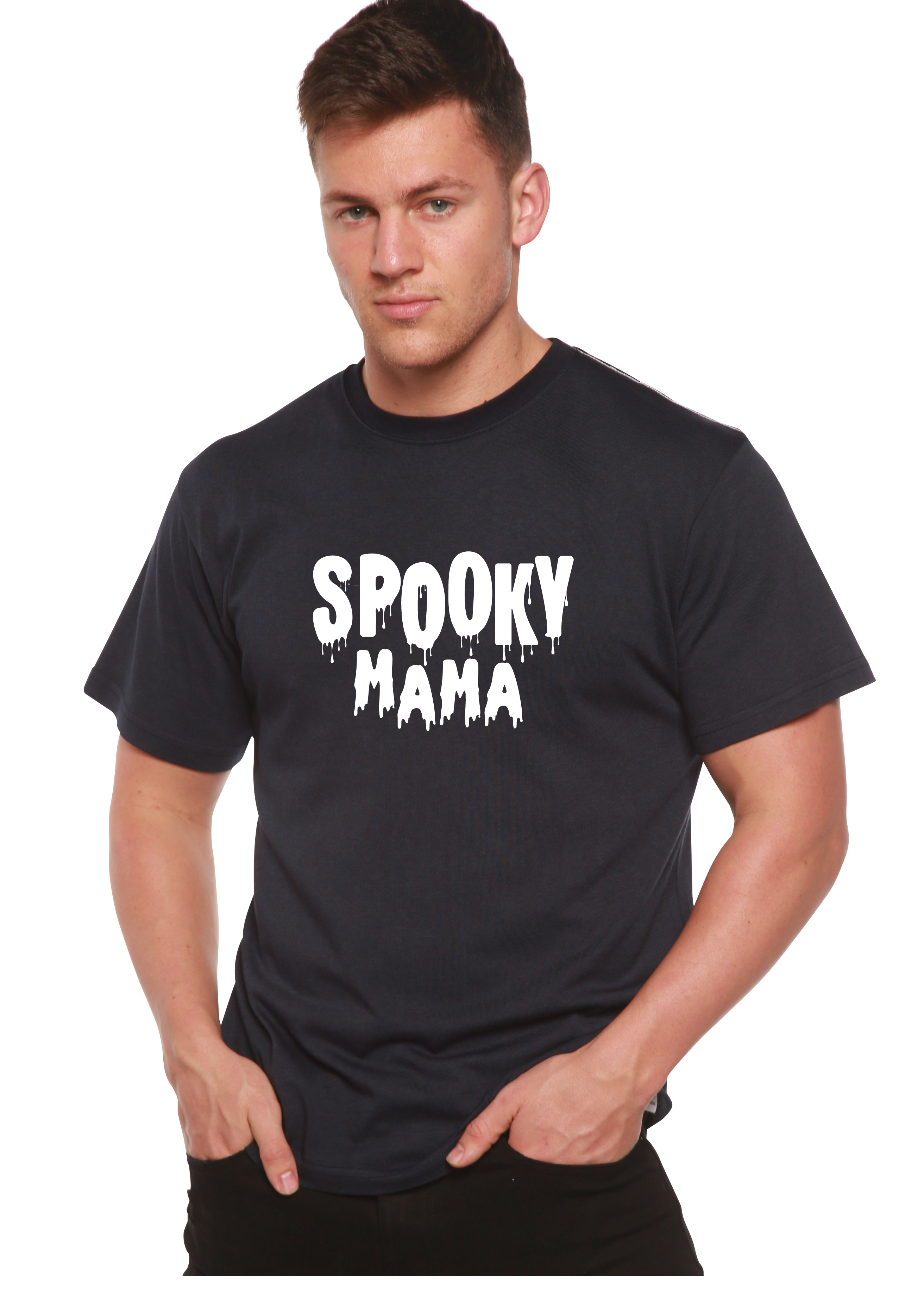Spun Bamboo Spooky Mama Halloween Men's Bamboo Viscose/Organic Cotton Short Sleeve Graphic T-Shirt — color detail