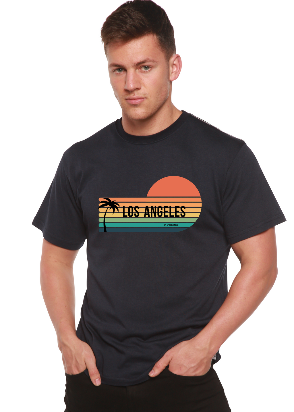 Spun Bamboo Los Angeles Spun Bamboo Unisex Bamboo Viscose/Organic Cotton Short Sleeve Graphic T-Shirt — feature highlight