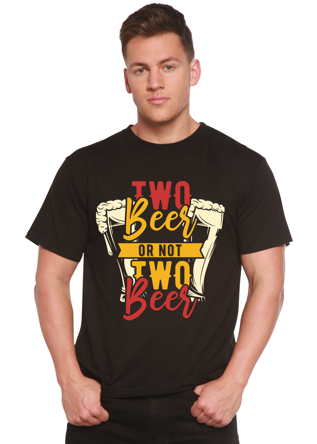 Spun Bamboo Two Beer Men's Bamboo Viscose/Organic Cotton Short Sleeve Graphic T-Shirt — main product shot