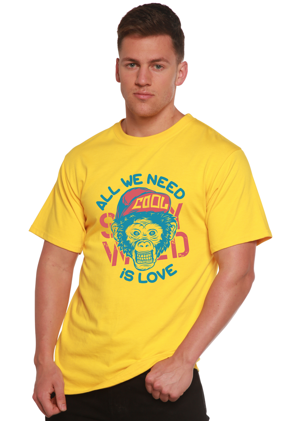 Spun Bamboo All We Need is Love Men's Bamboo Viscose/Organic Cotton Short Sleeve Graphic T-Shirt — main product shot