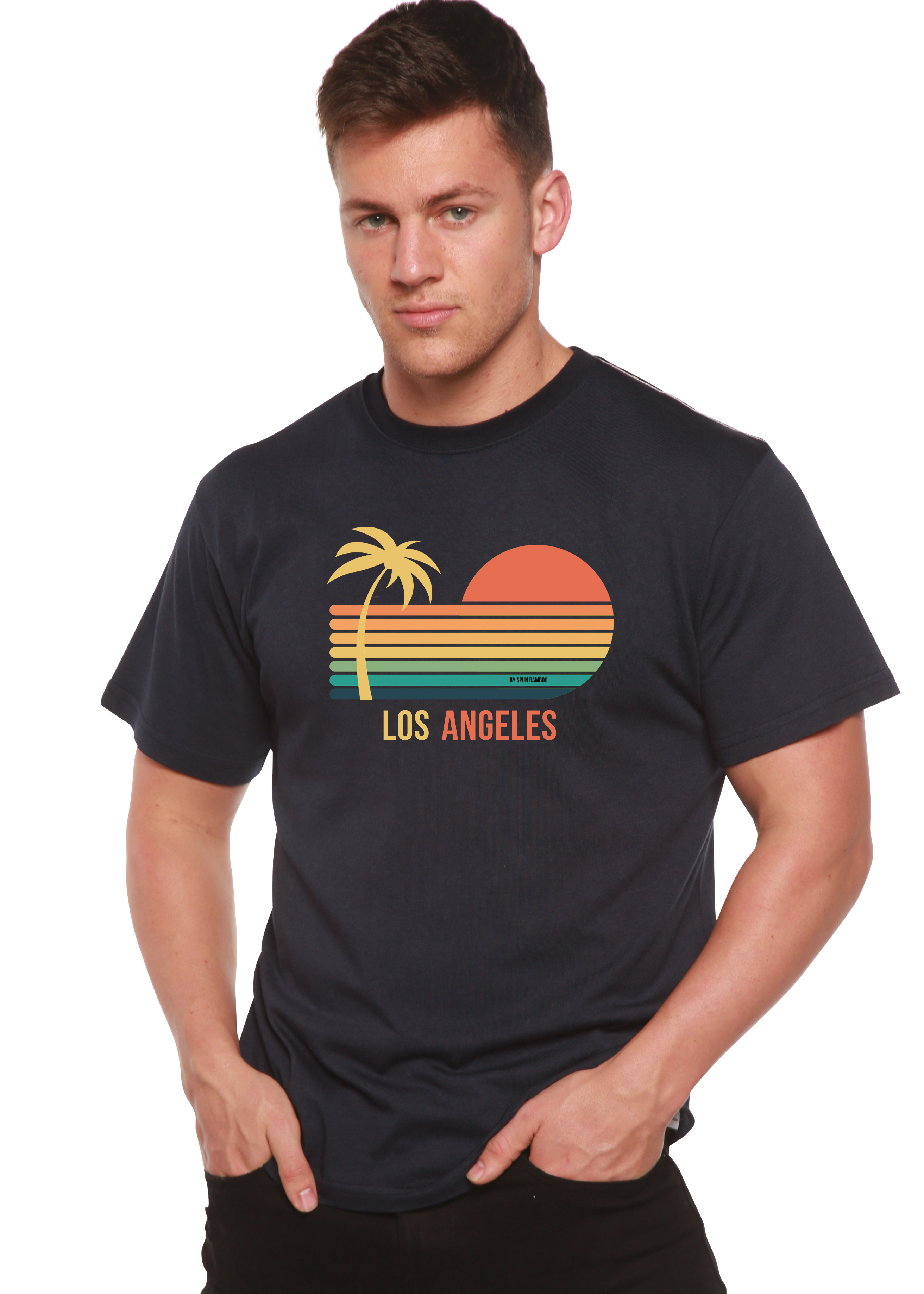 Spun Bamboo Los Angeles Unisex Bamboo Viscose/Organic Cotton Short Sleeve Graphic T-Shirt — feature highlight