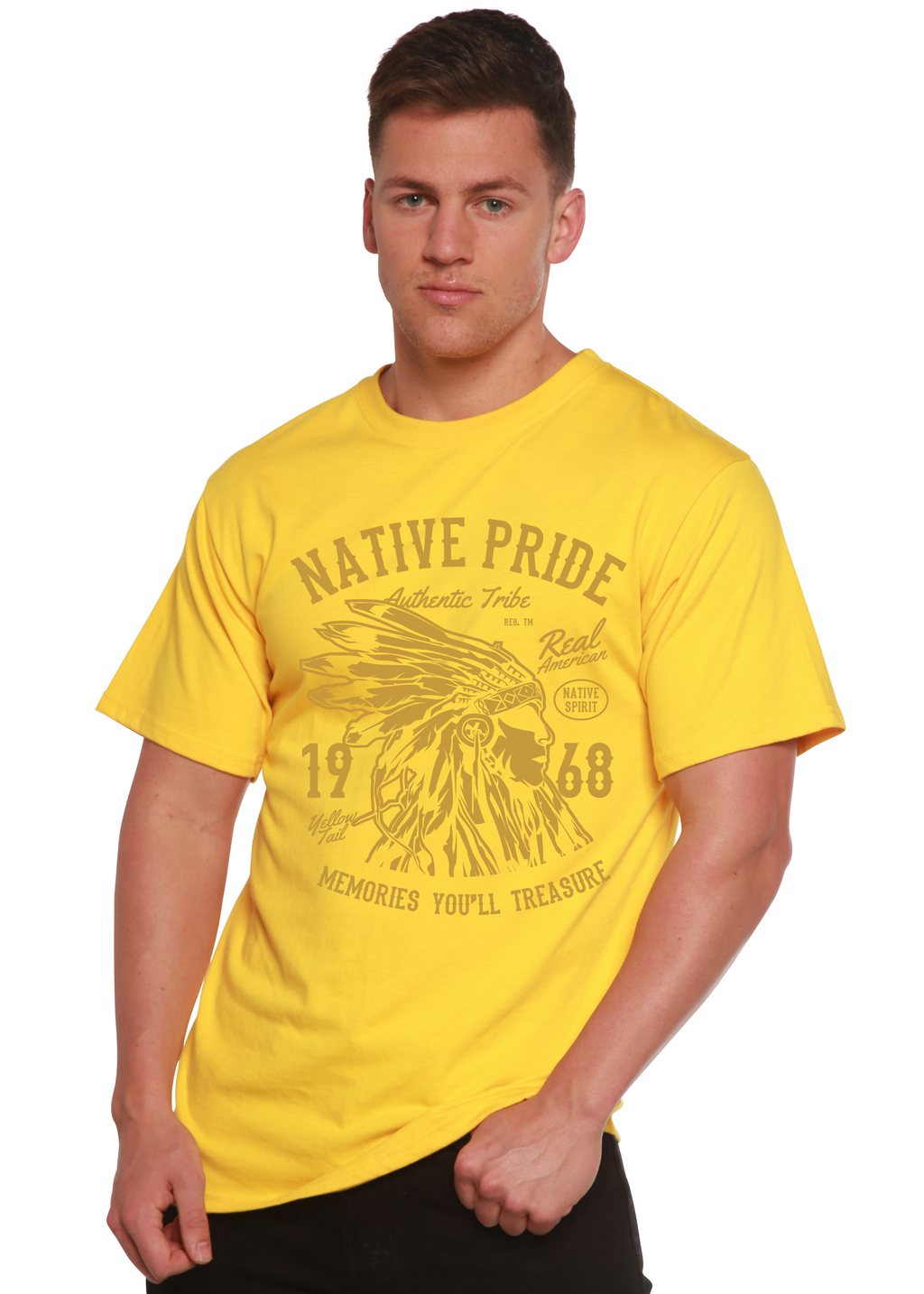 Spun Bamboo Native Pride Spun Bamboo® Men's Bamboo Viscose/Organic Cotton Short Sleeve Graphic T-Shirt — in-use photo