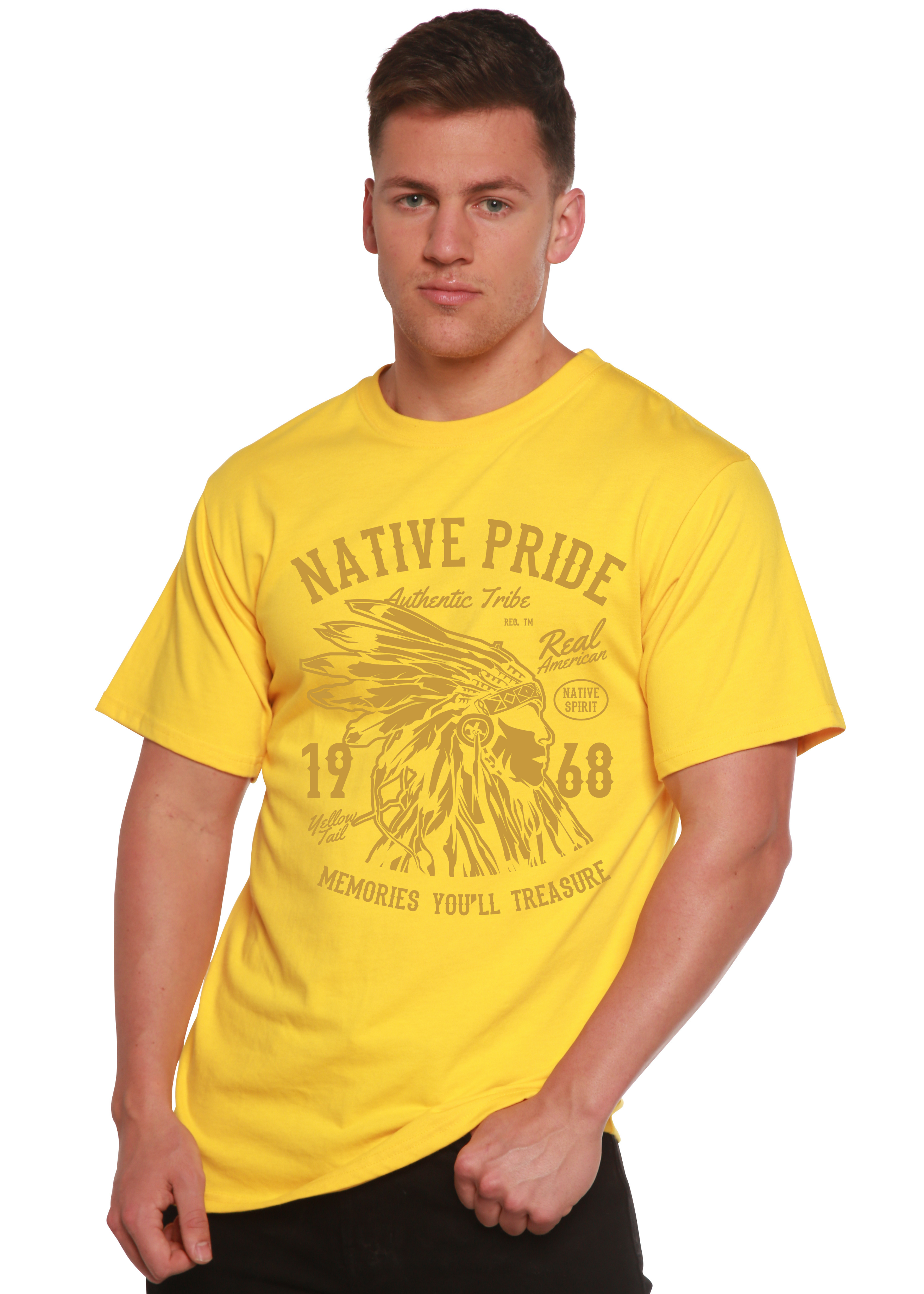 Spun Bamboo Native Pride Spun Bamboo® Men's Bamboo Viscose/Organic Cotton Short Sleeve Graphic T-Shirt — in-use photo