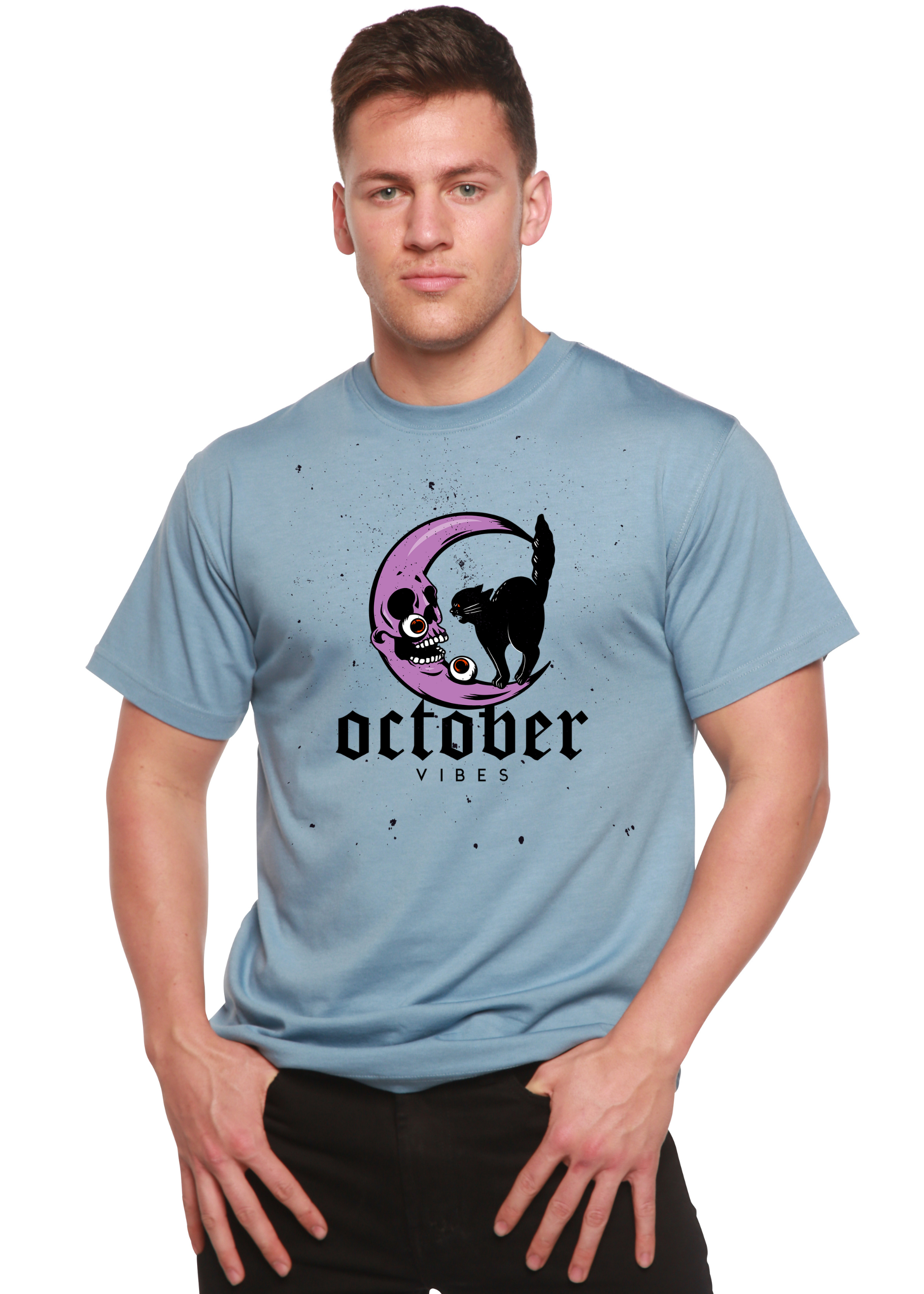 Spun Bamboo October Vibes Men's Bamboo Viscose/Organic Cotton Short Sleeve Graphic T-Shirt — side view
