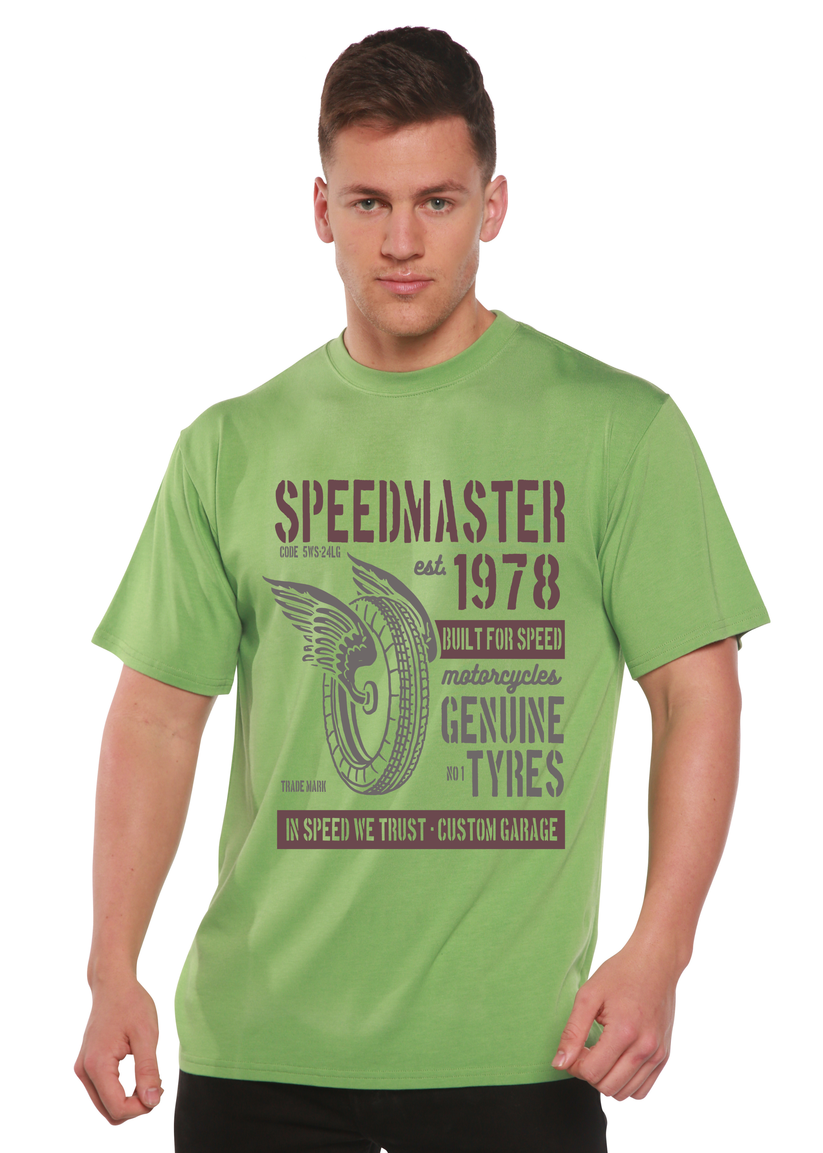 Spun Bamboo Speed Master Spun Bamboo® Men's Bamboo Viscose/Organic Cotton Short Sleeve Graphic T-Shirt — in-use photo