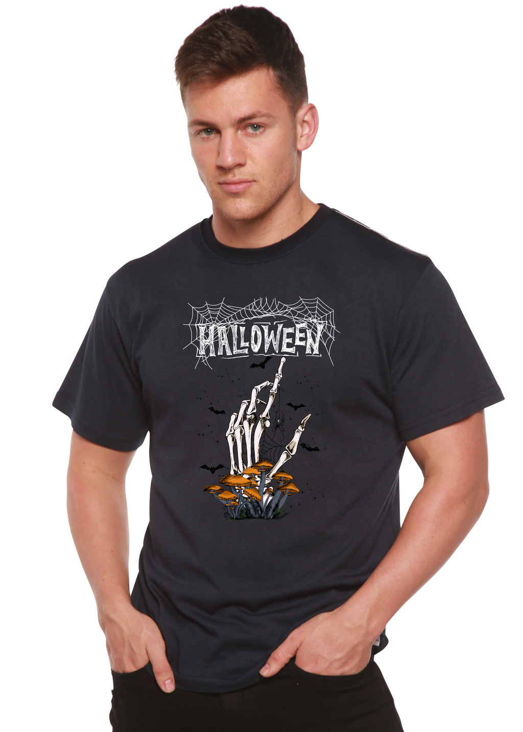 Spun Bamboo Halloween Men's Bamboo Viscose/Organic Cotton Short Sleeve Graphic T-Shirt — color detail