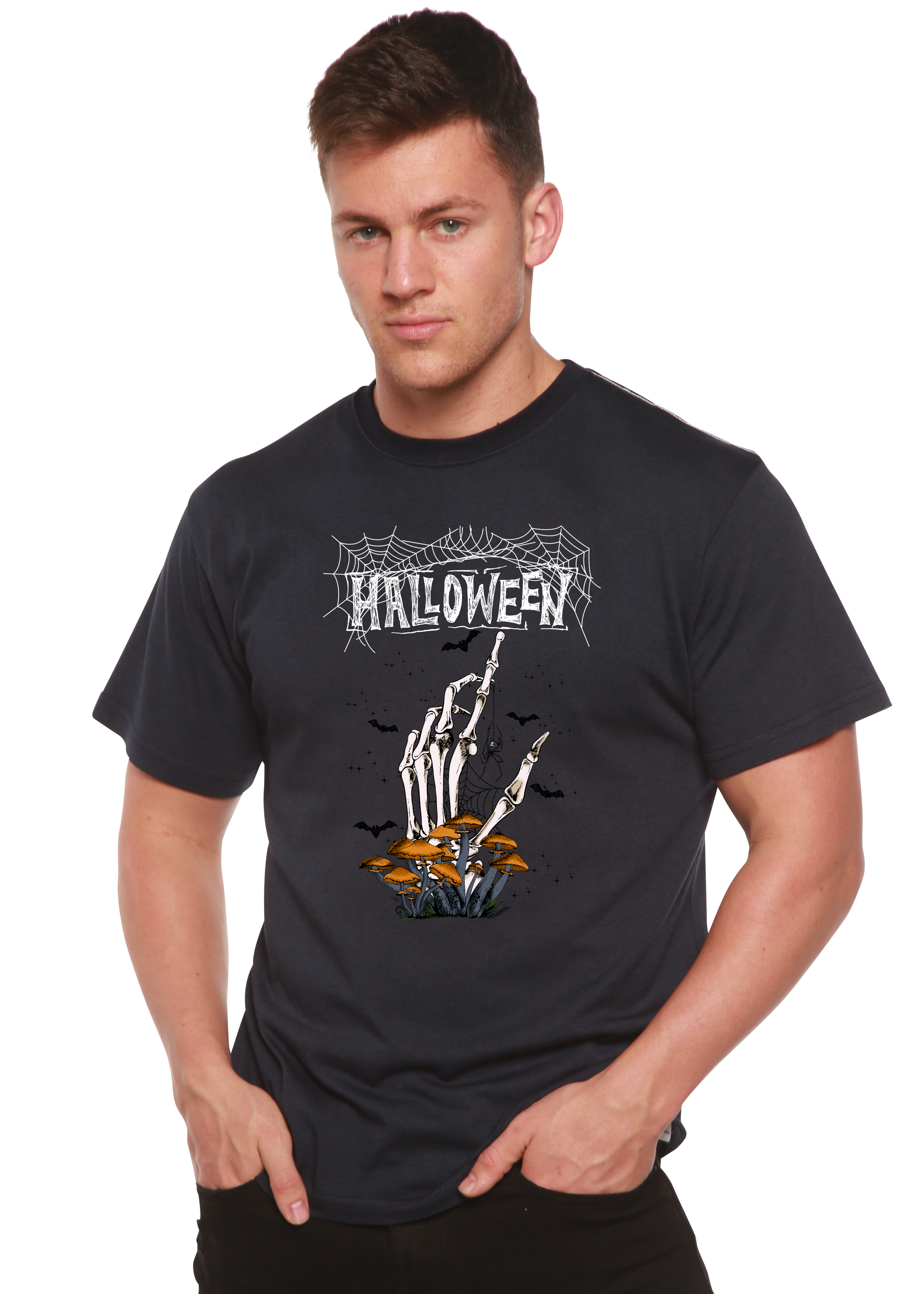 Spun Bamboo Halloween Men's Bamboo Viscose/Organic Cotton Short Sleeve Graphic T-Shirt — color detail