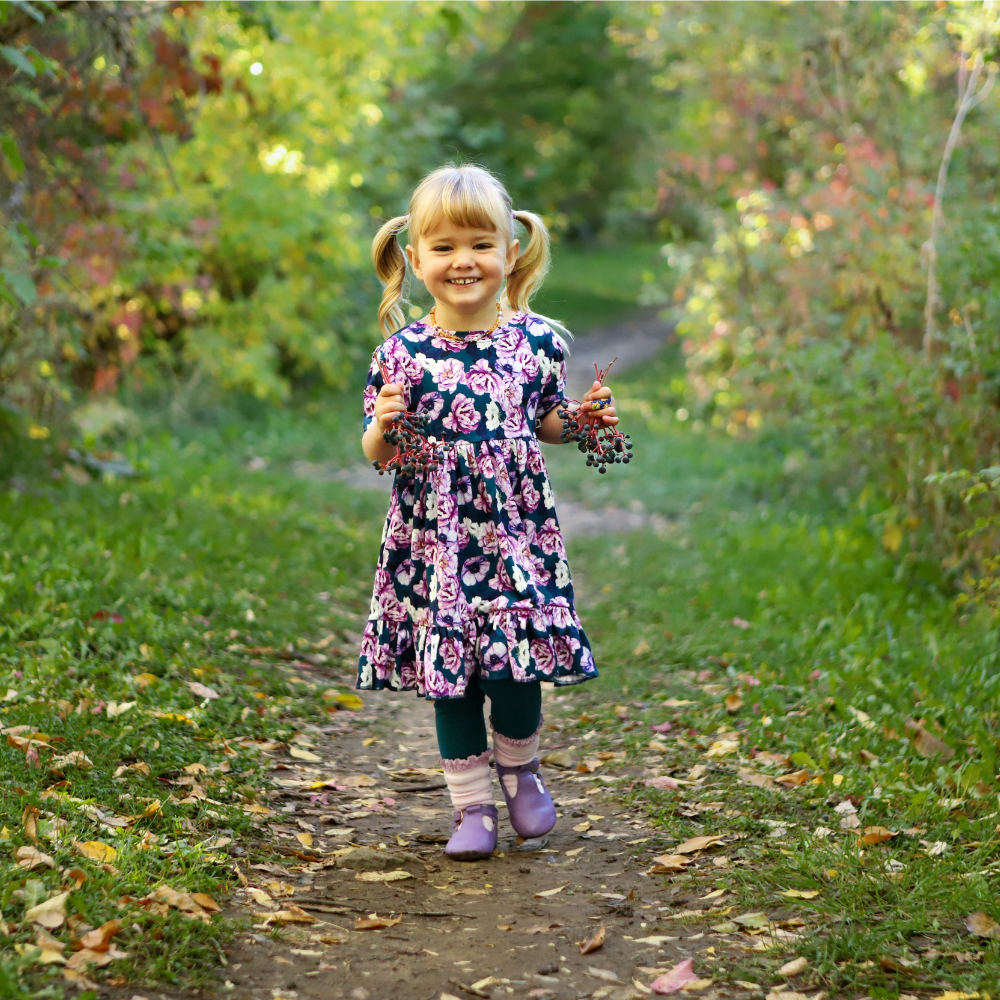 bumblitostore Bamboo Short Sleeve Twirl Dress in Adele — main product shot