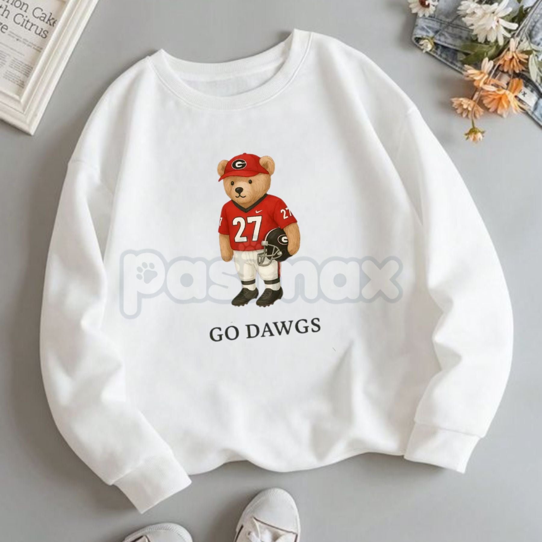 Pasimax All Team College Football Teddy Bear Sweatshirt – Retro Mascot Graphic Crewneck — color detail