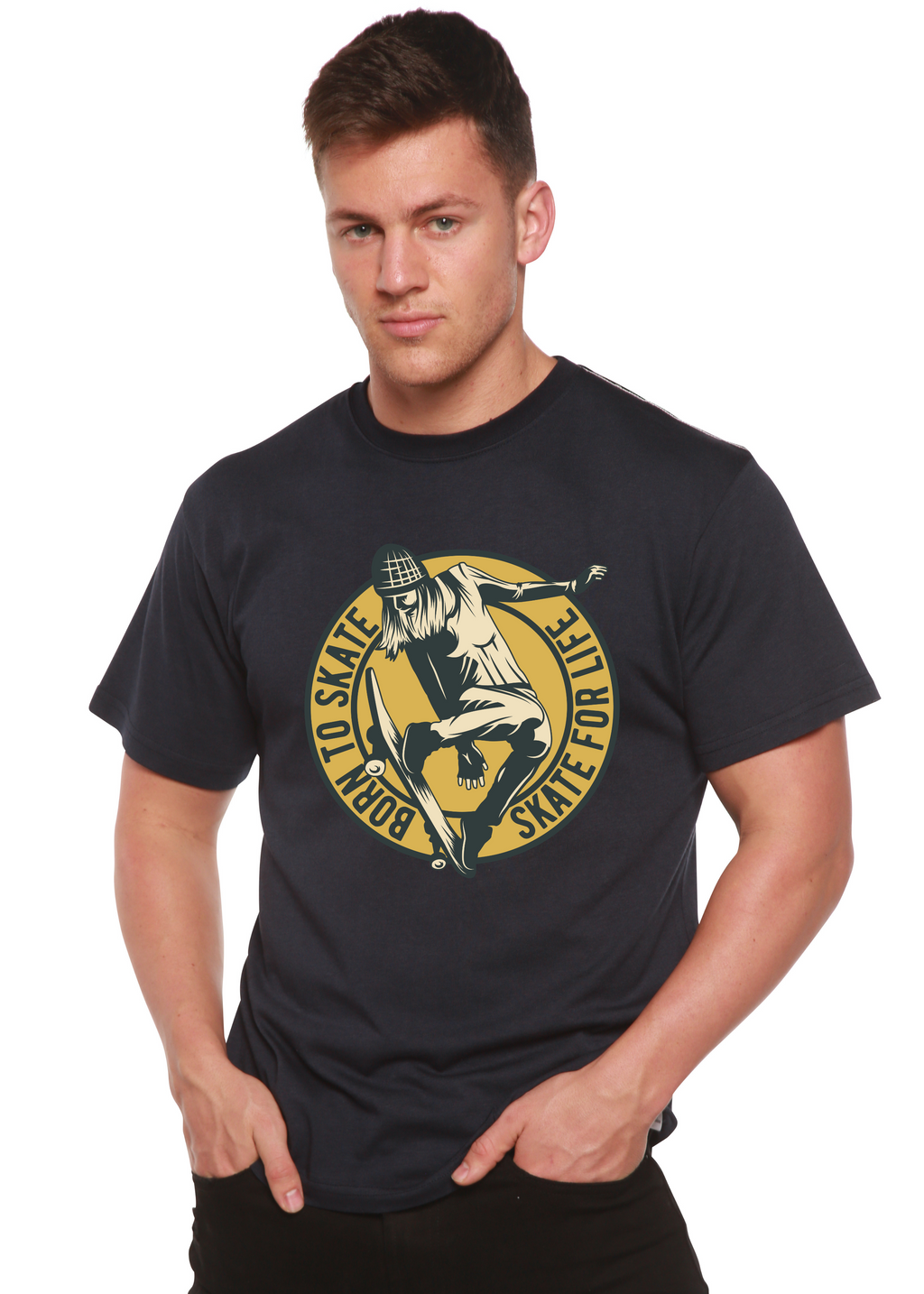 Spun Bamboo Skate For Life Men's Bamboo Viscose/Organic Cotton Short Sleeve Graphic T-Shirt — color detail
