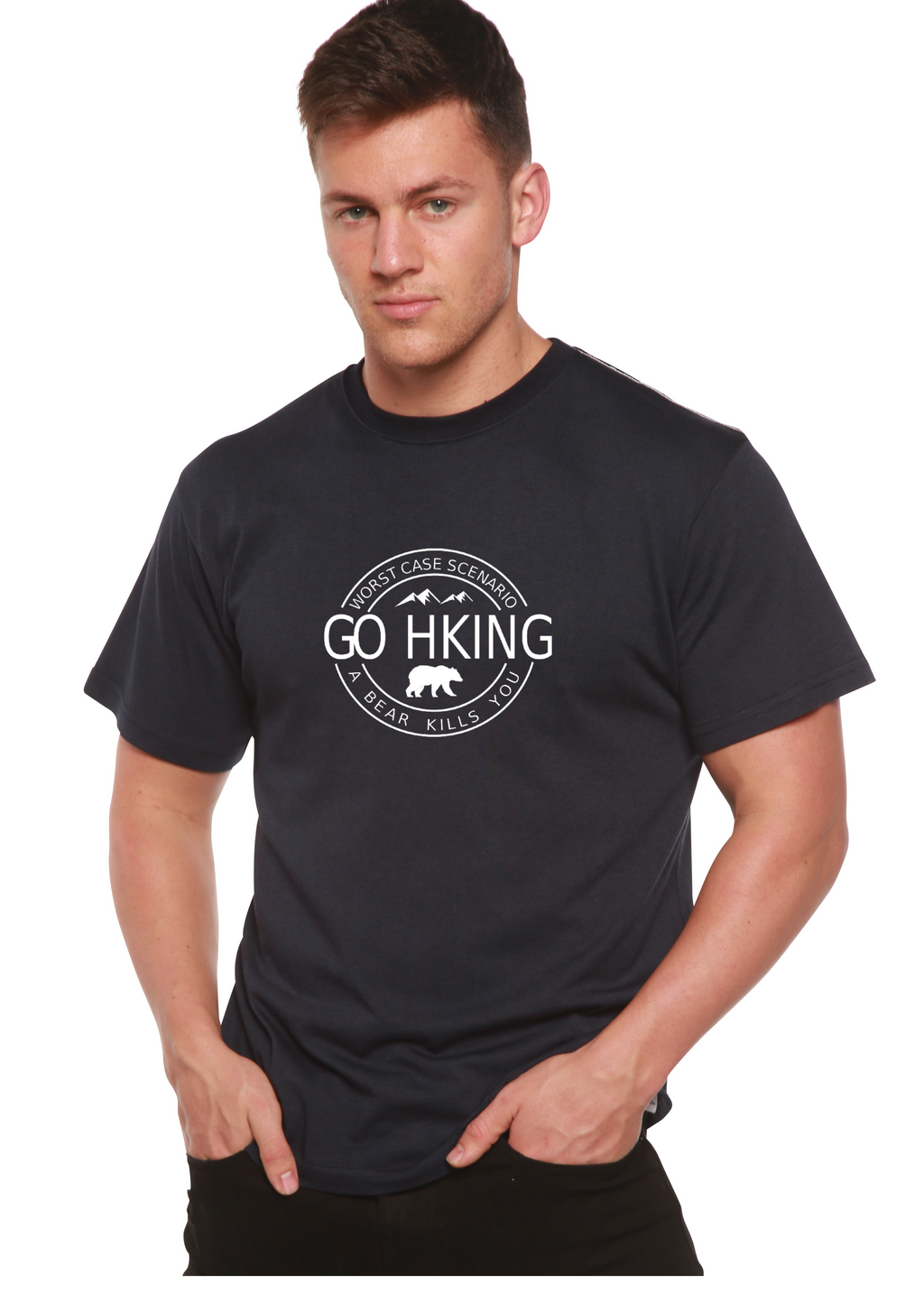 Spun Bamboo Go Hiking Men's Bamboo Viscose/Organic Cotton Short Sleeve Graphic T-Shirt — color detail