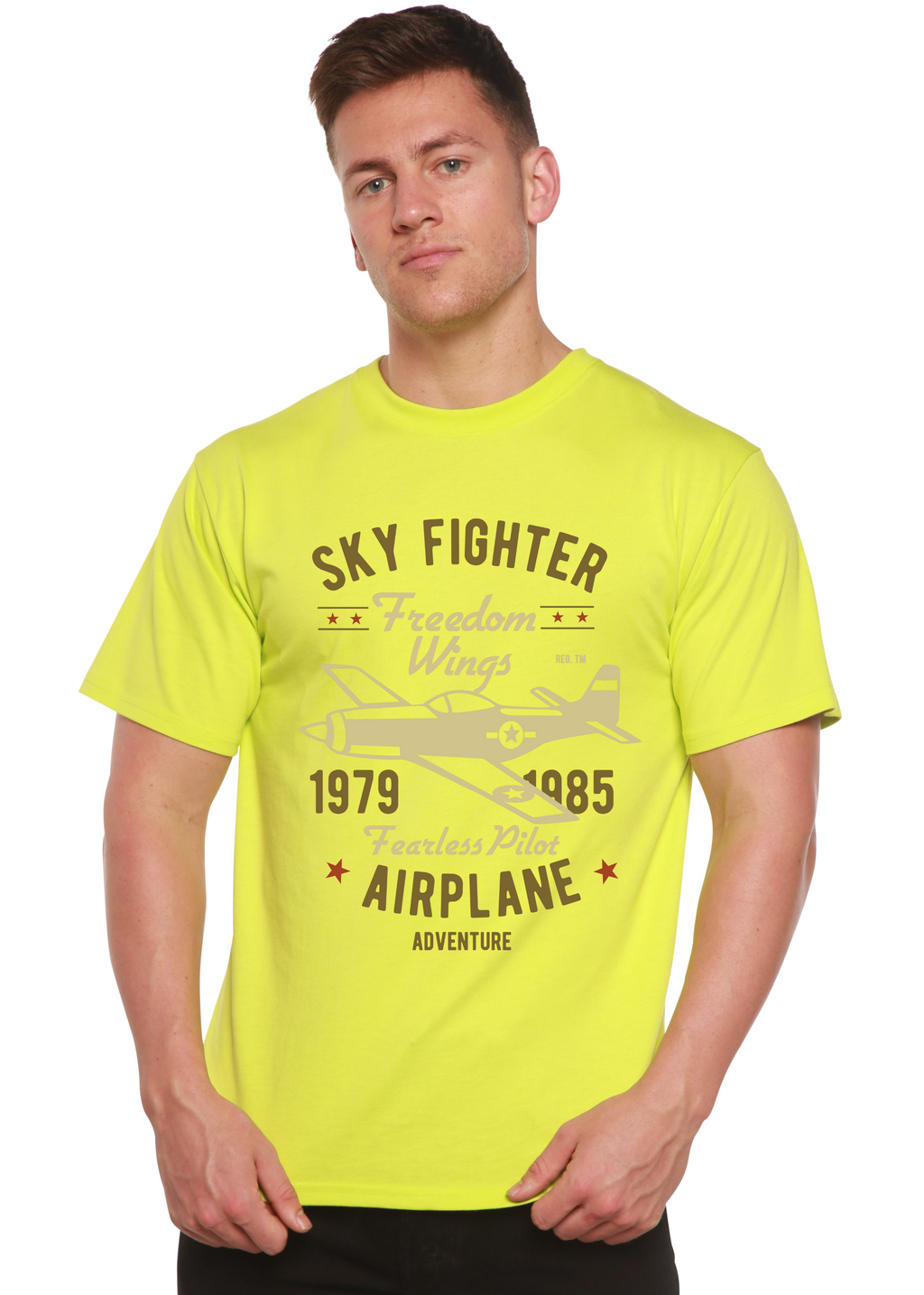 Spun Bamboo Sky Fighter Spun Bamboo® Men's Bamboo Viscose/Organic Cotton Short Sleeve Graphic T-Shirt — color detail