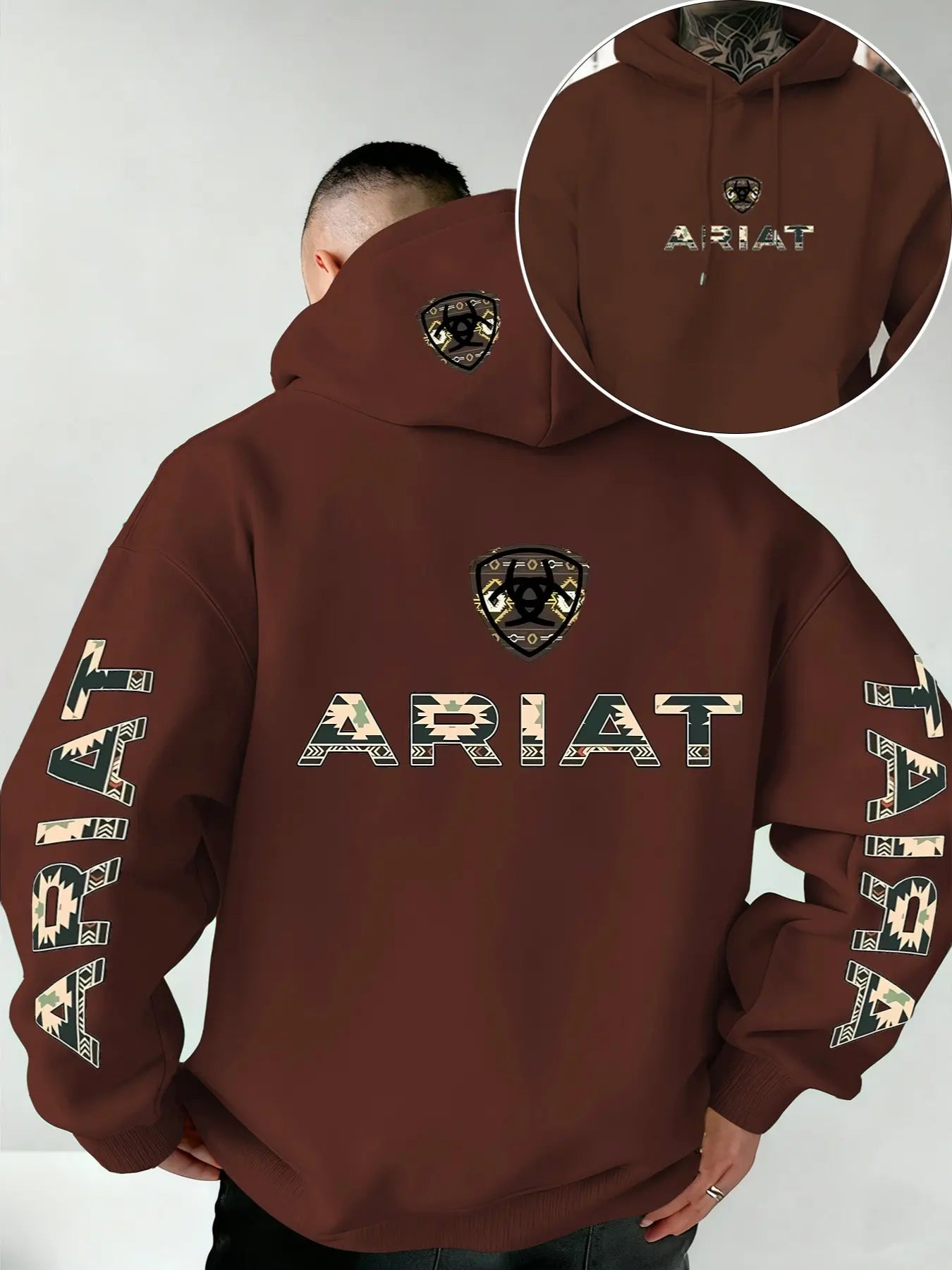 Ariat Letter Print Hooded Sweatshirt – Western Style Graphic Pullover, Rugged Outdoor Country Hoodie, Unisex Casual Apparel