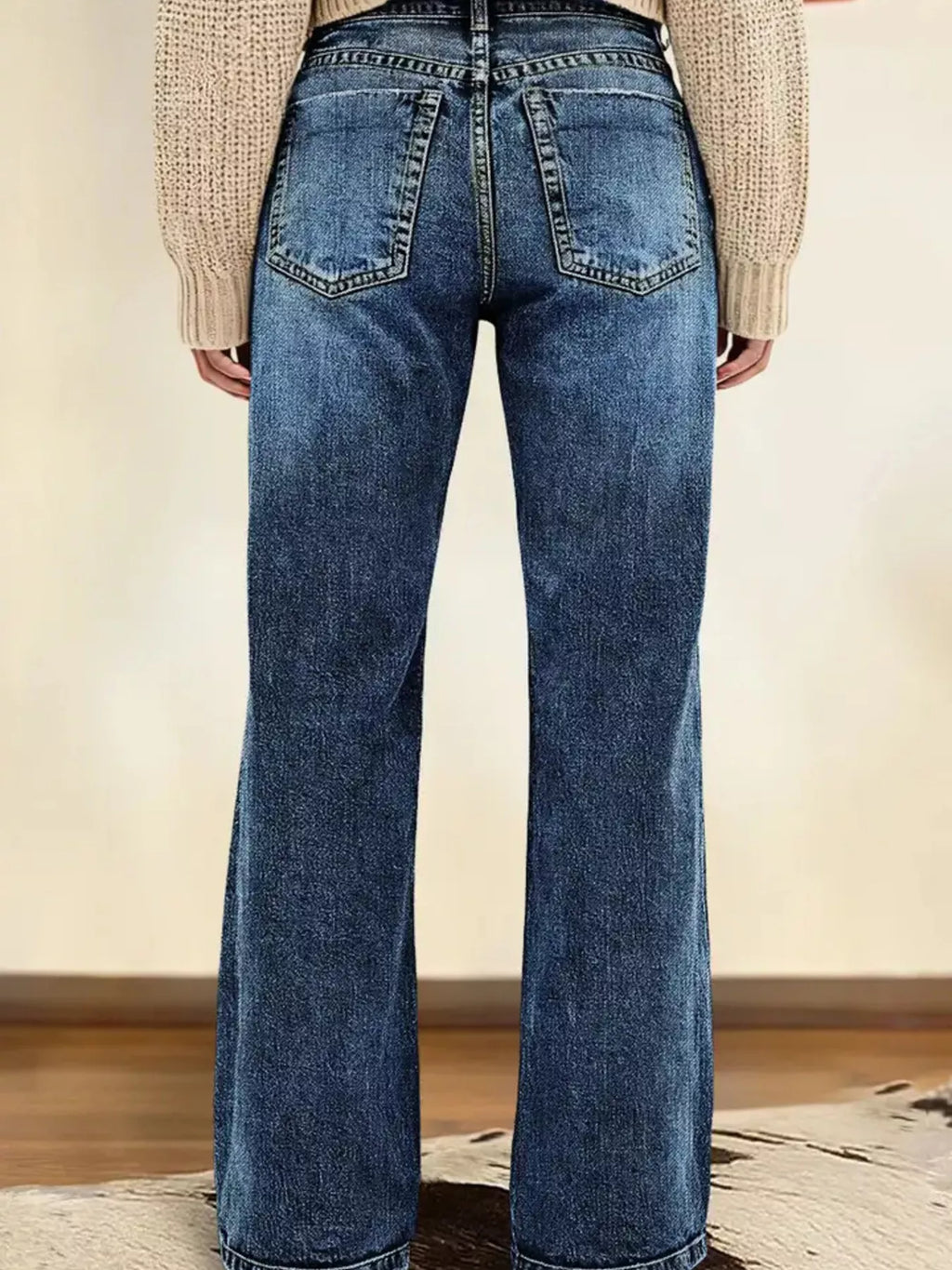 Vintage Wash Straight Leg Jeans
