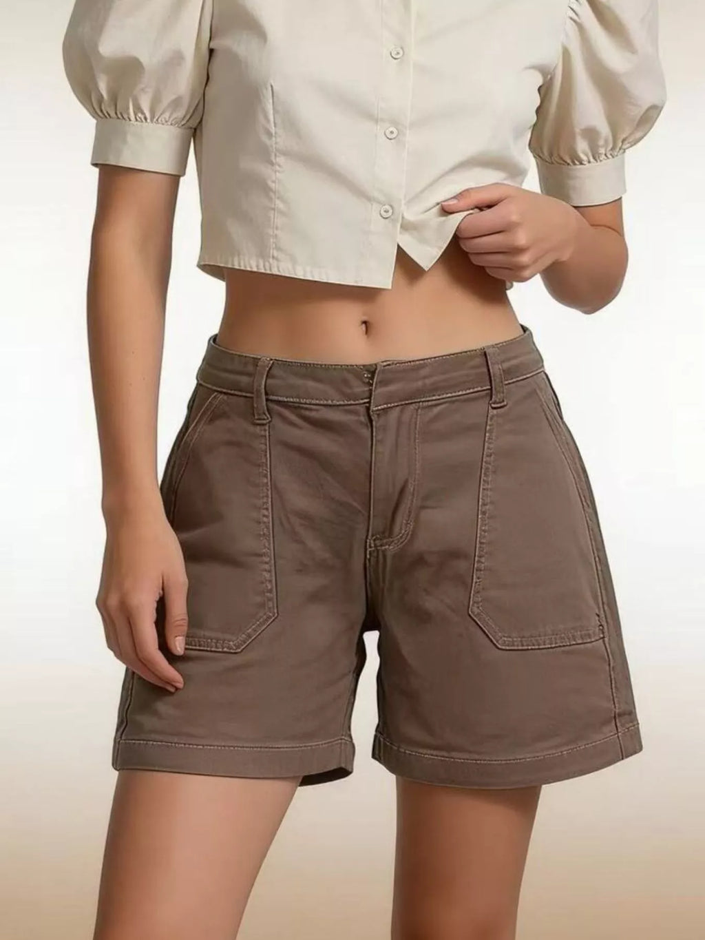 Pocketed Denim Shorts
