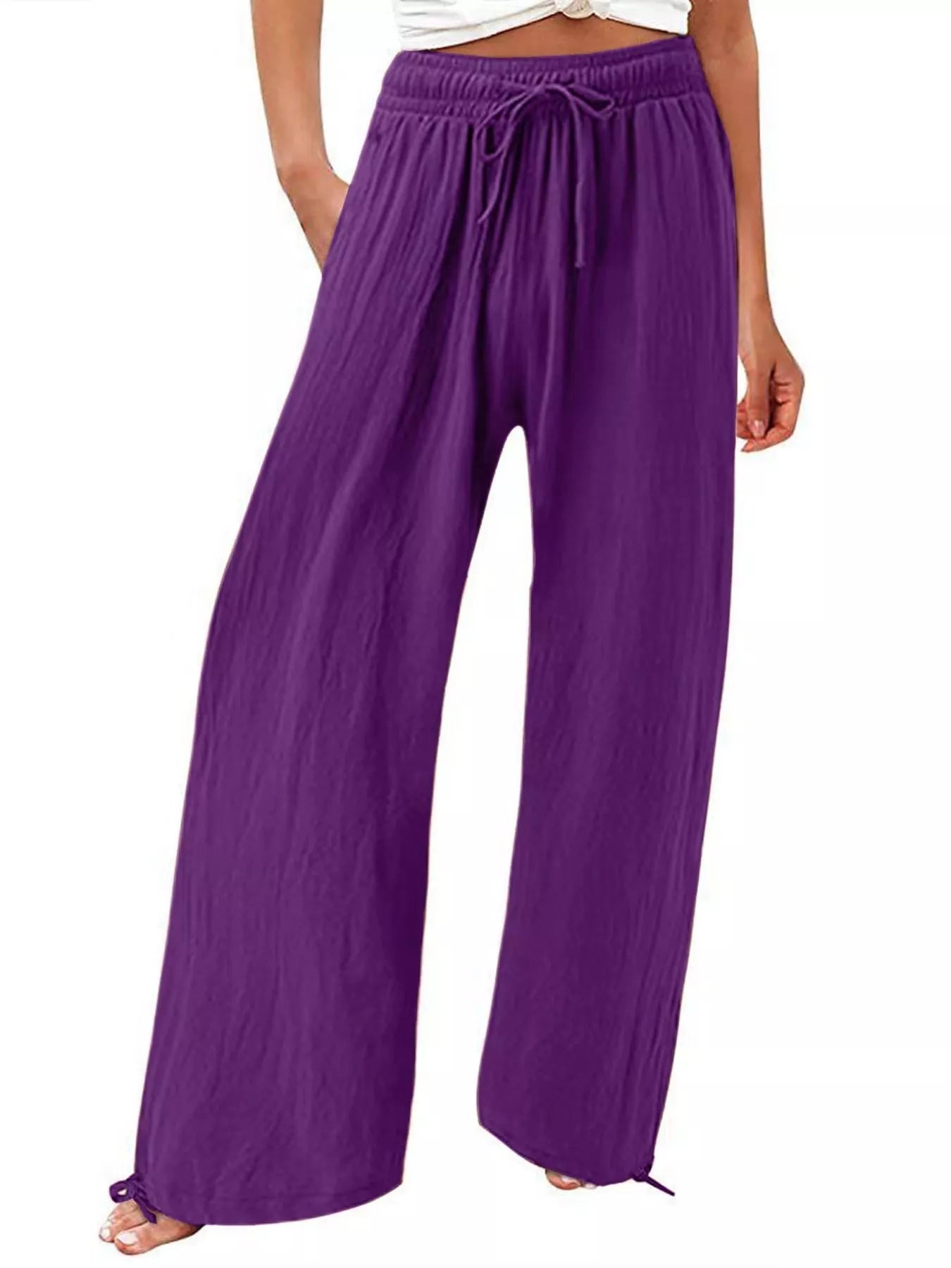 Full Size Wide Leg Pants with Drawstring Waist Plus Size