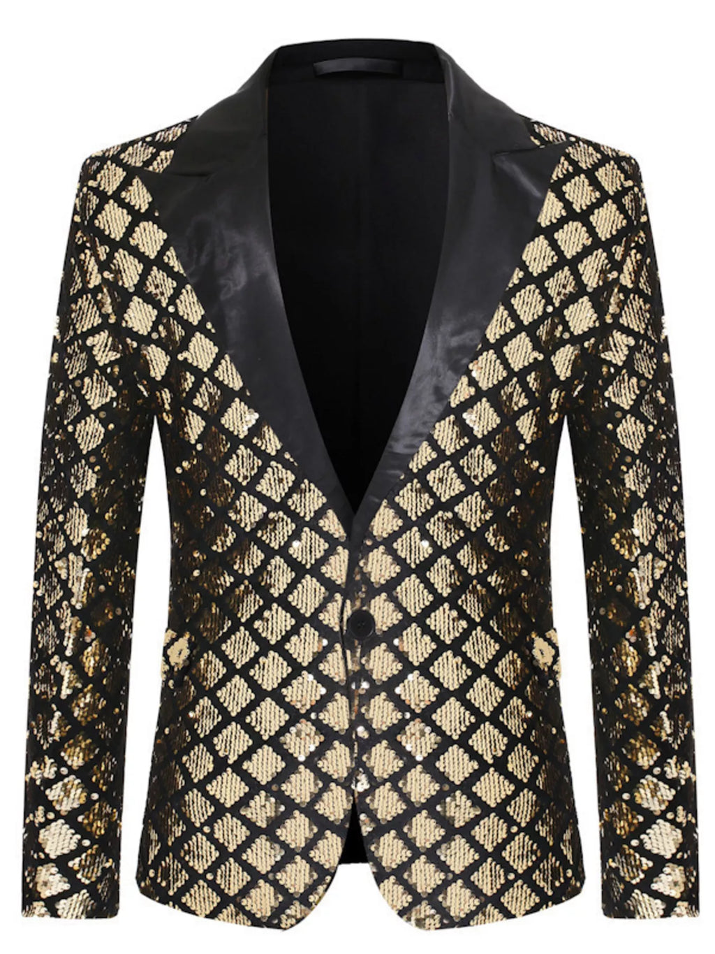 Men's Sequin One Button Blazer