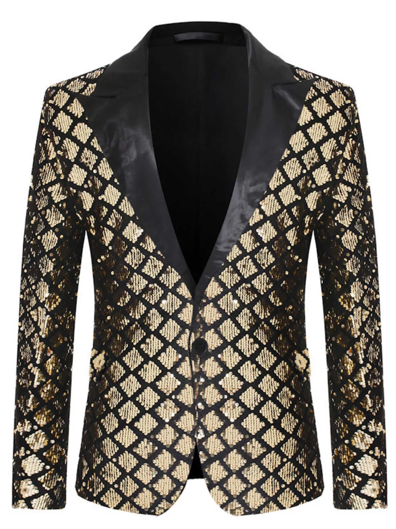 Men's Sequin One Button Blazer