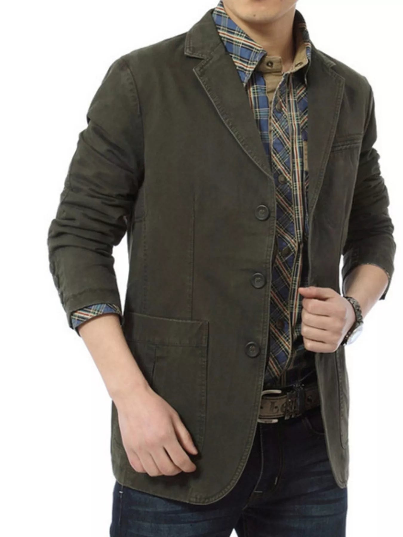 Men's Plus Size Casual Button Up Blazer