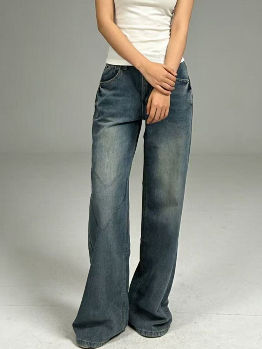 Vintage Wash Wide Leg Jeans