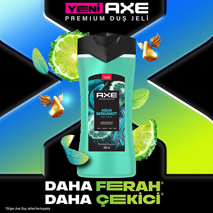 Axe Premium Collection Aqua Bergamot 3-in-1 Body Wash - 300ml | Refreshing Clean