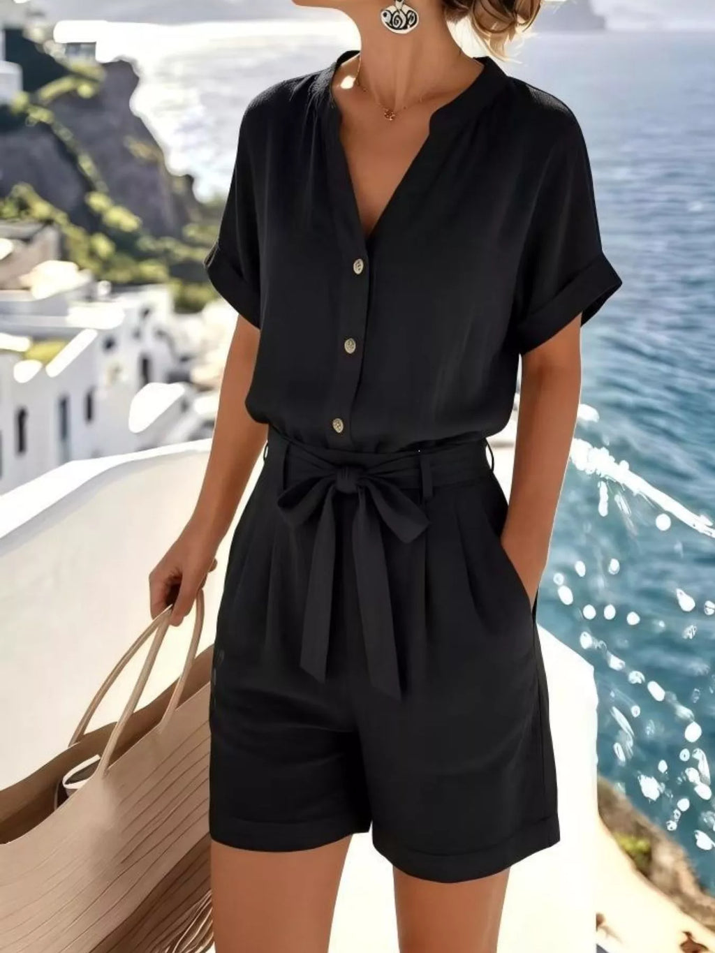 Button Down Shirt and Shorts Set