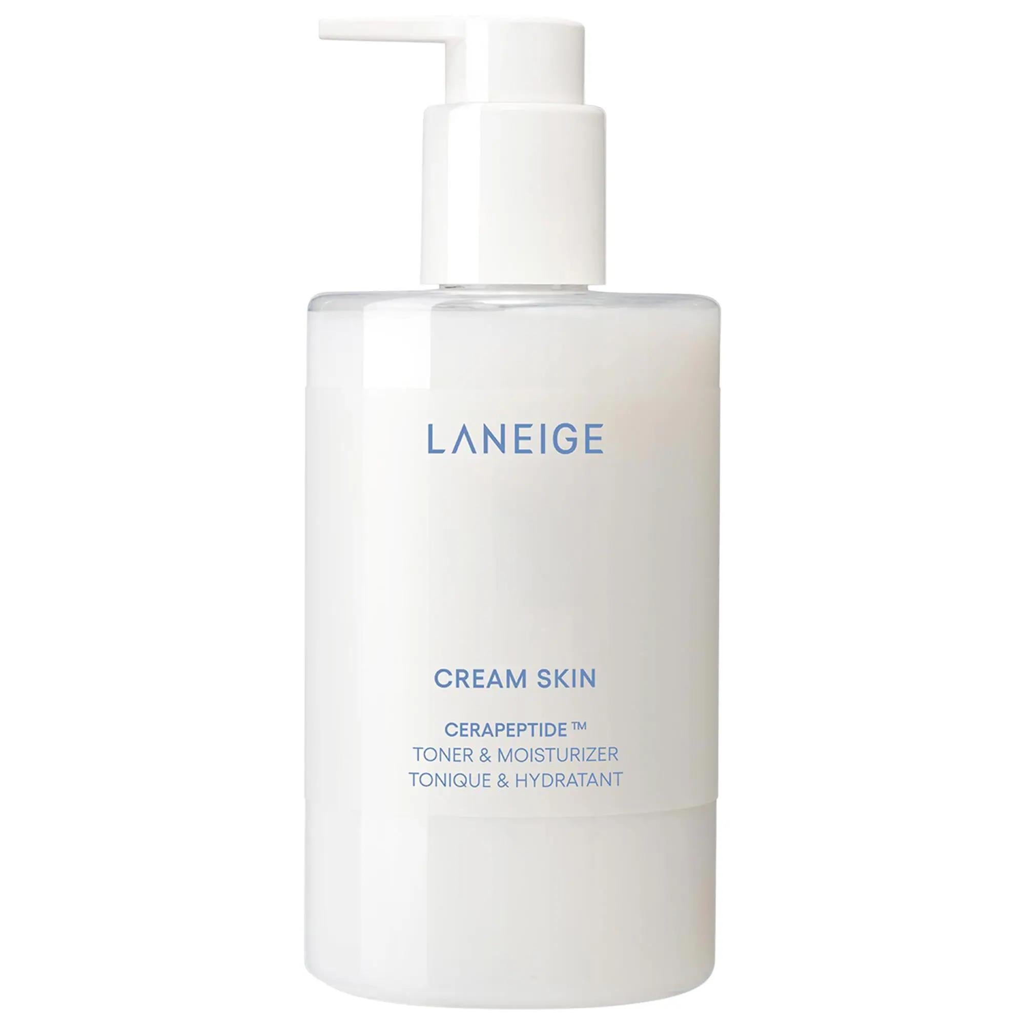 Laneige Cream Skin Refillable Toner & Moisturizer: Ceramide Peptide Hydrating Korean Skincare for Dry, Sensitive Skin - Glass Skin, Anti-Aging