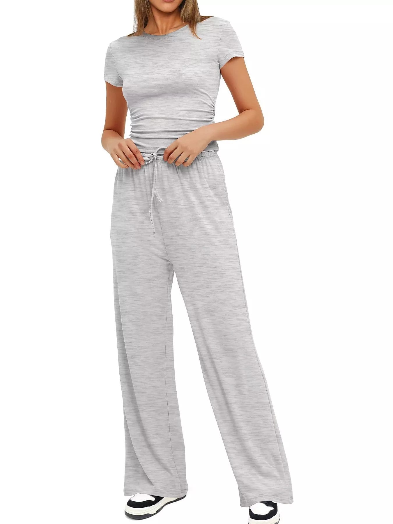 Short Sleeve Top and Drawstring Pants Set