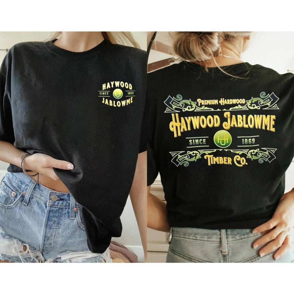 Pasimax Funny "Haywood Jablowme Timber Co" T-Shirt — lifestyle context