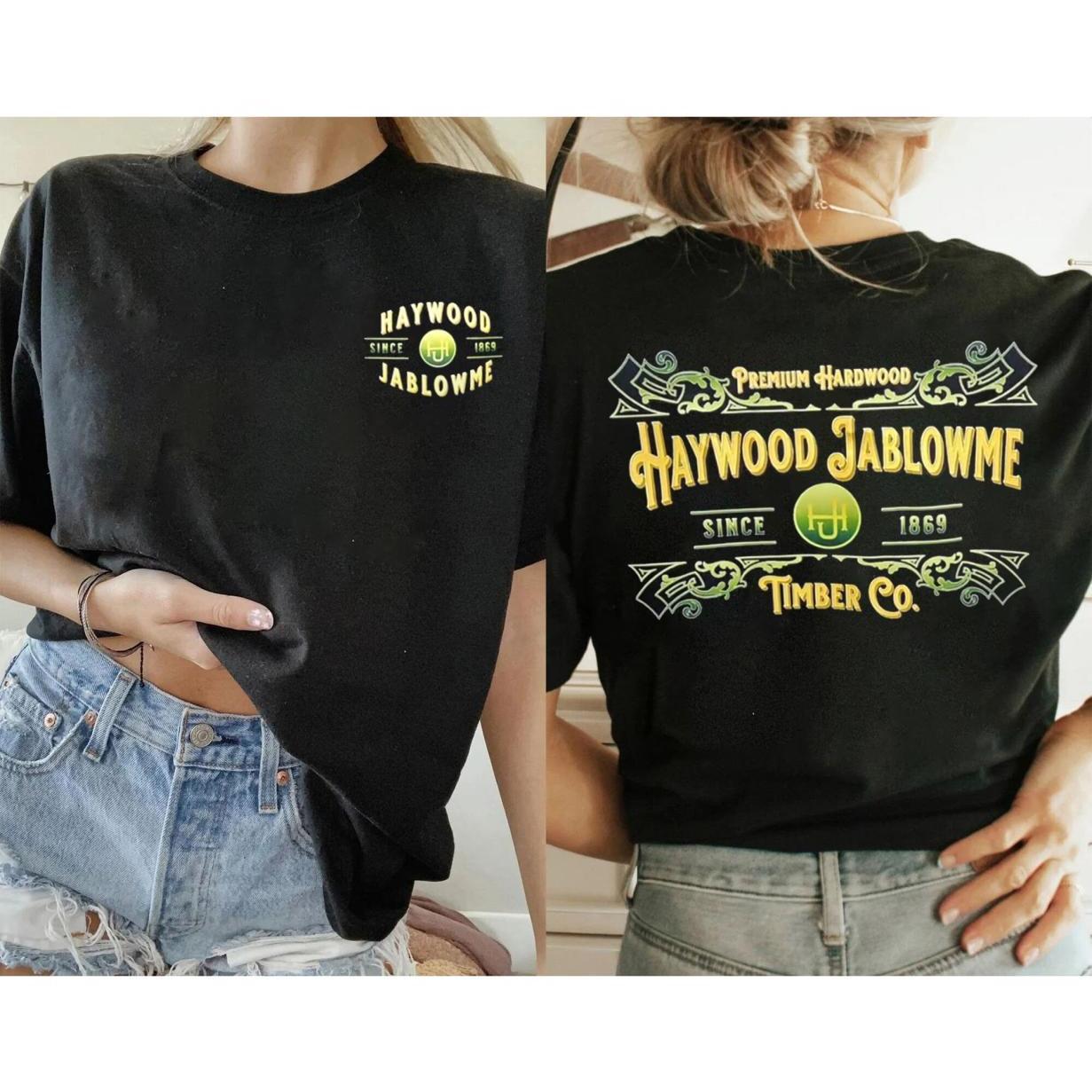 Pasimax Funny "Haywood Jablowme Timber Co" T-Shirt — lifestyle context