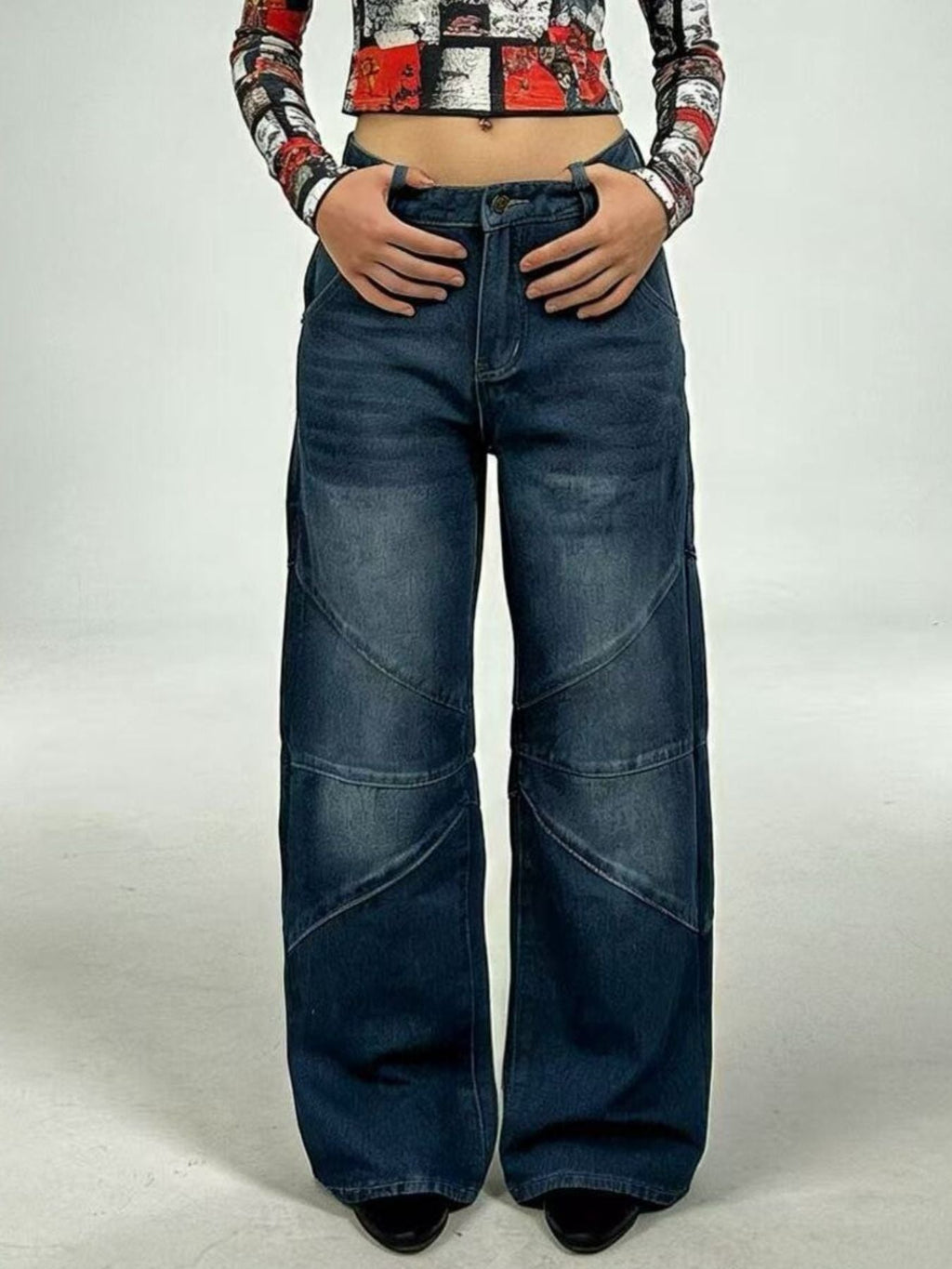 Vintage Wash Wide Leg Jeans