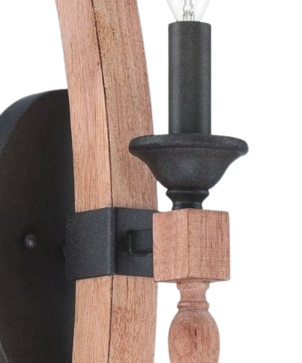 Glenwood 5"W 1-Light Aged Bronze and Distressed Oak Finish Wall Sconce Light Fixture – LampsUSA, view 5