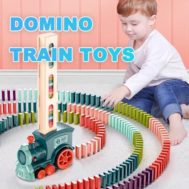 Mandotos Domino Train Toy Electric Automatic Building Blocks Set for Creative STEM Learning
