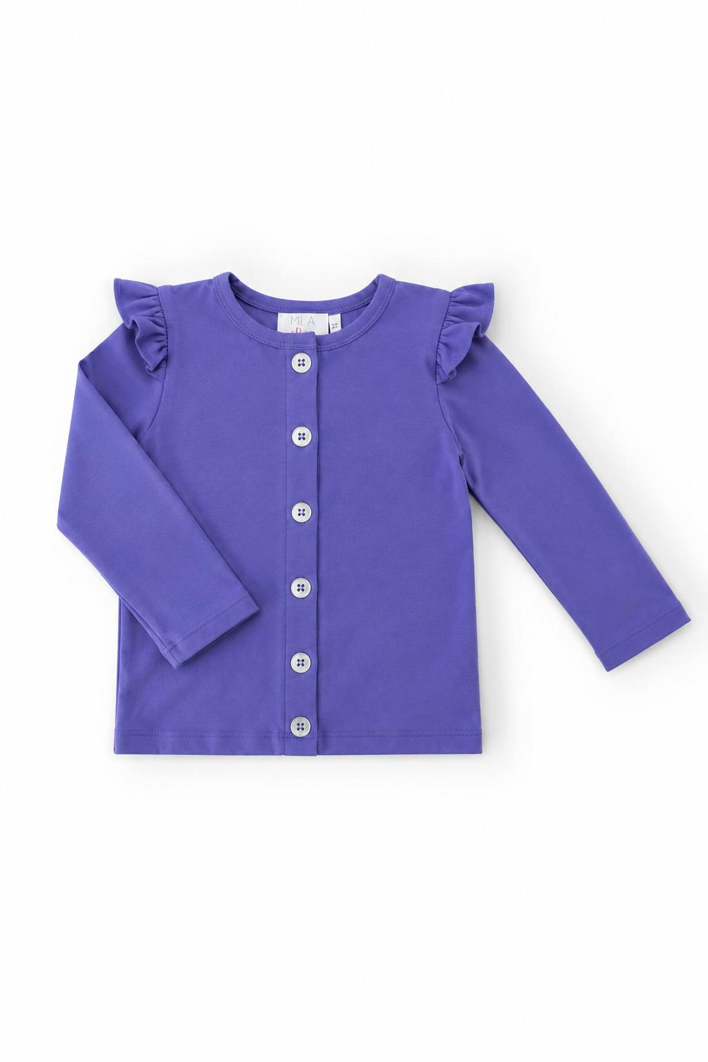 Mila & Rose ® Periwinkle Ruffle Cardigan — main product shot